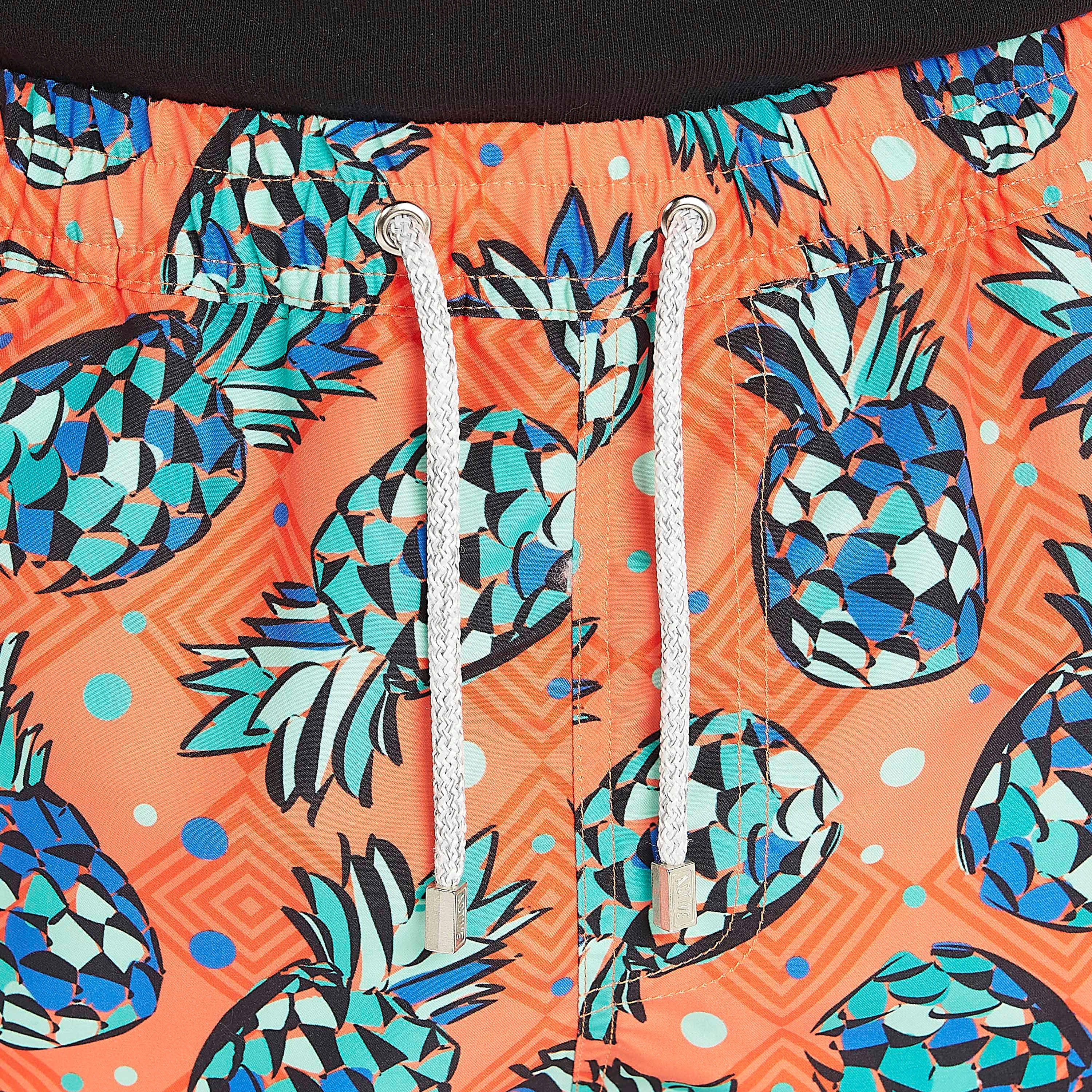 Pineapple Print  Beach Shorts with Drawstring Closure-men-clothing-bottoms-shorts-image-3