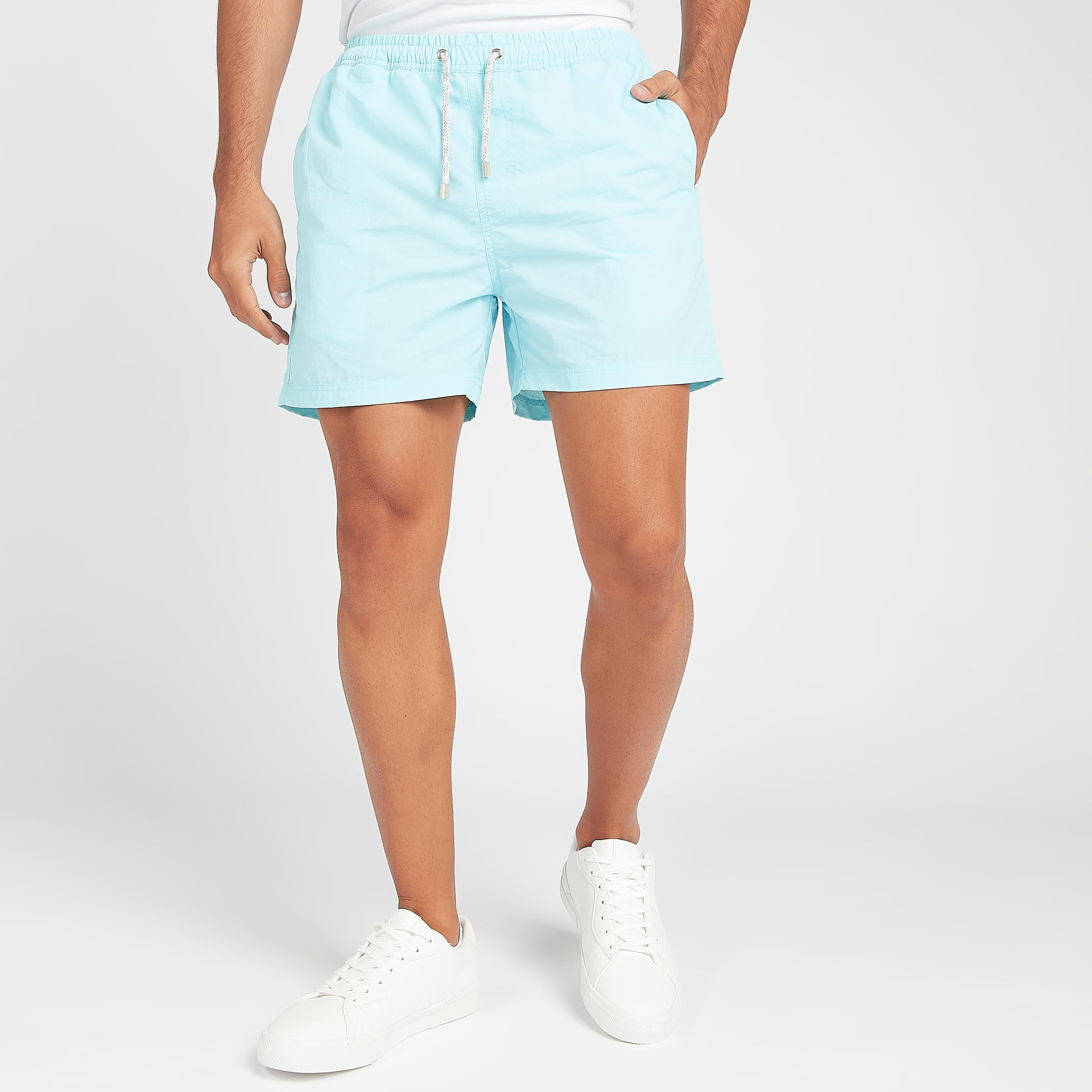 شورت شاطئ سادة برباط إغلاق-men-clothing-bottoms-shorts-image-4