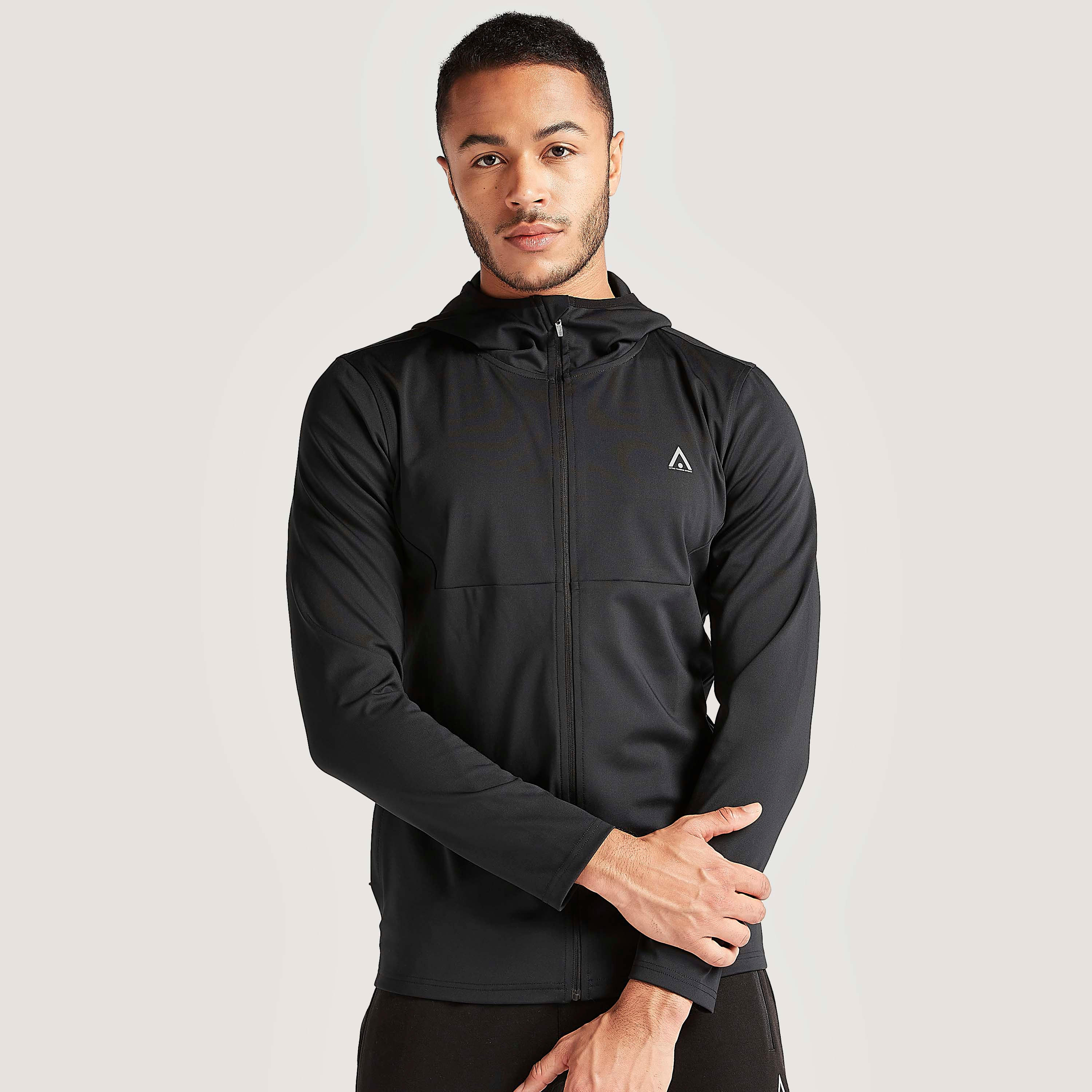 Solid Zip Through Hooded Jacket with Long Sleeves and Pockets-men-winterwear-hoodiesandsweatshirts-image-1