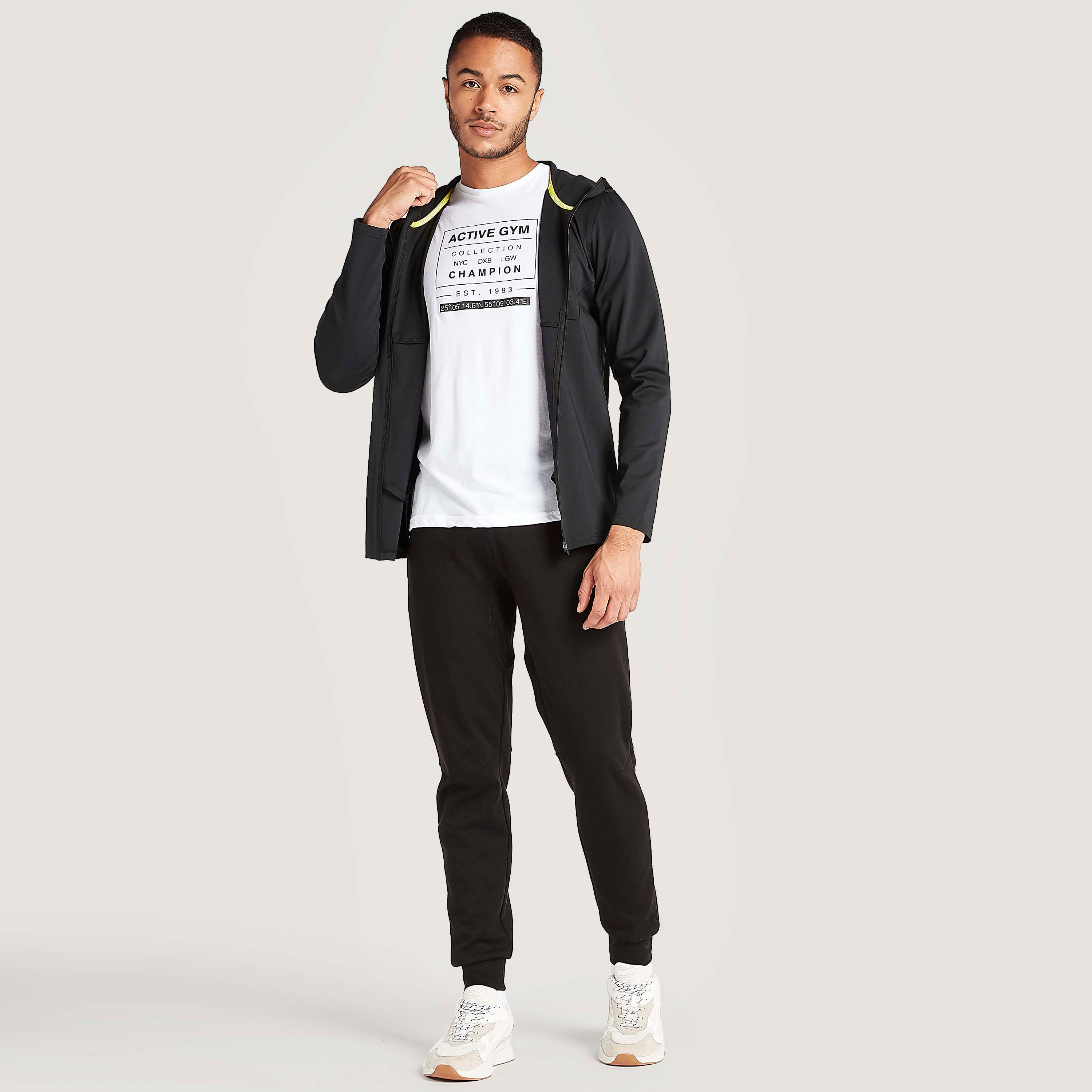 Solid Zip Through Hooded Jacket with Long Sleeves and Pockets-men-winterwear-hoodiesandsweatshirts-image-2