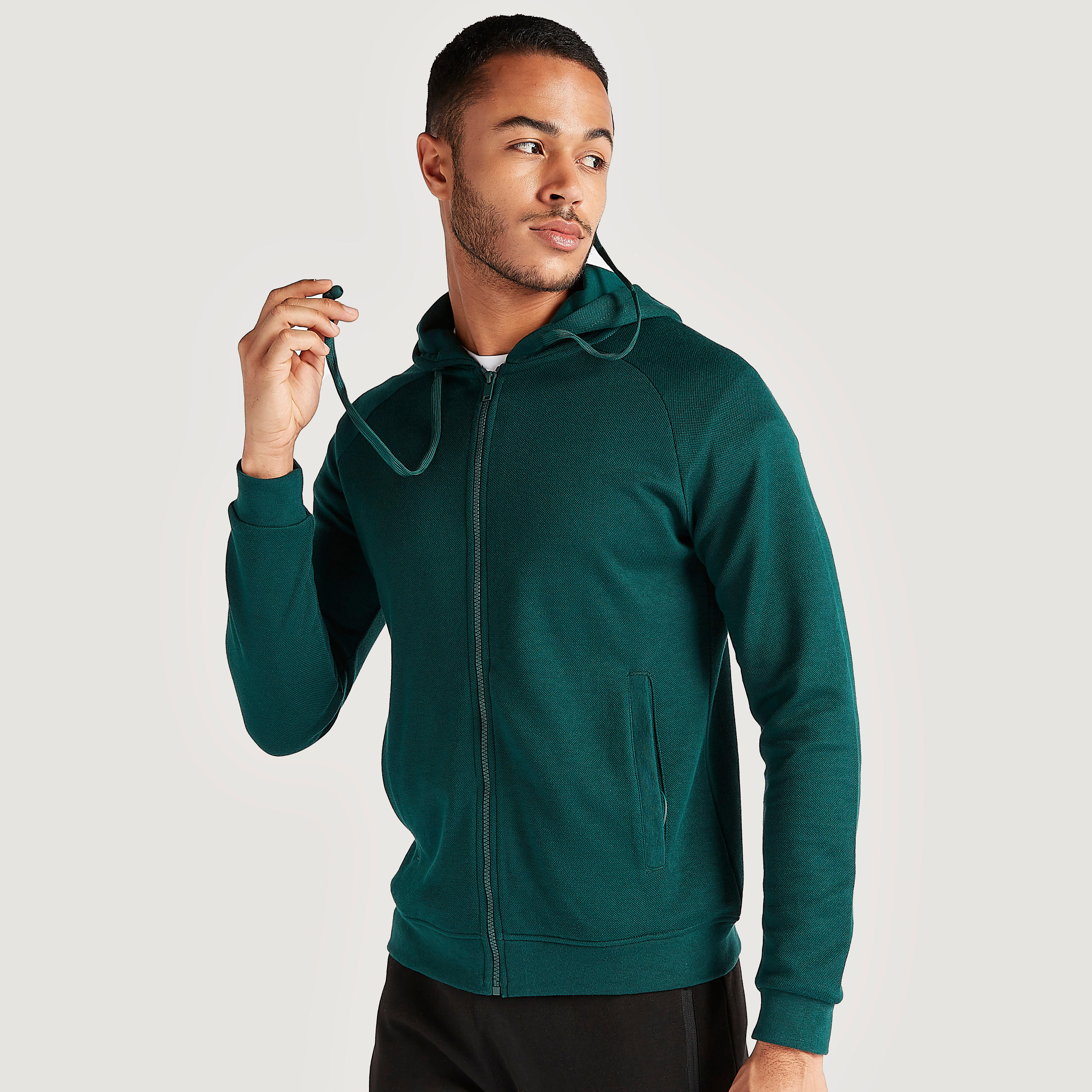 Solid Hooded Jacket with Zip Closure and Pockets-men-winterwear-hoodiesandsweatshirts-image-1