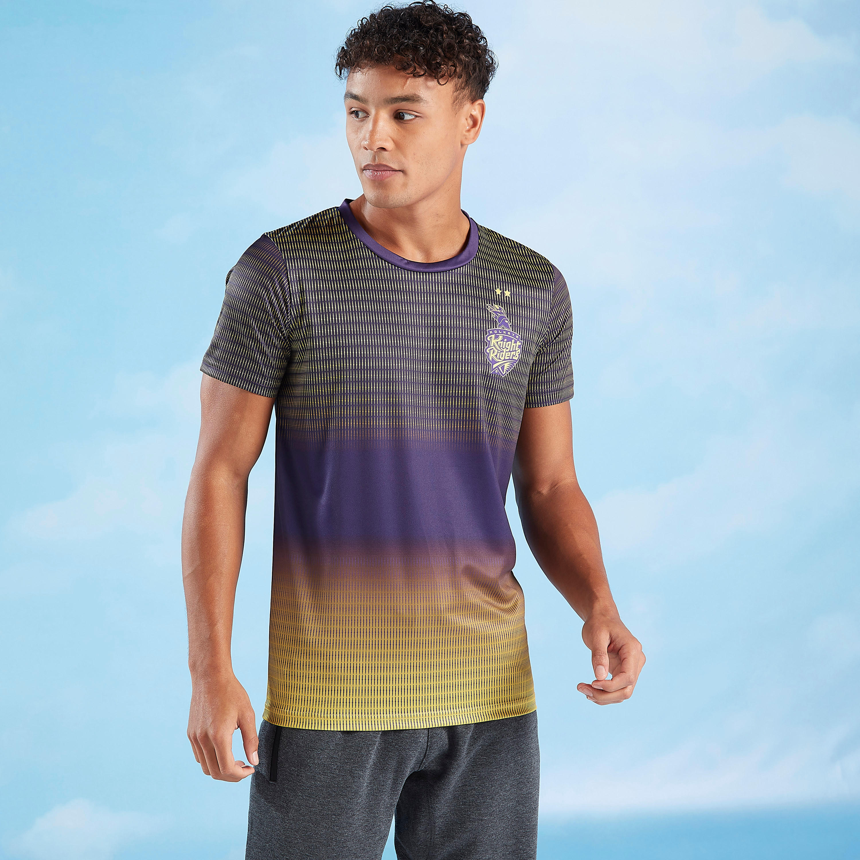 KKR Printed IPL Jersey T-shirt with Crew Neck-men-clothing-sportswearandactivewear-tshirtsandpolos-image-3