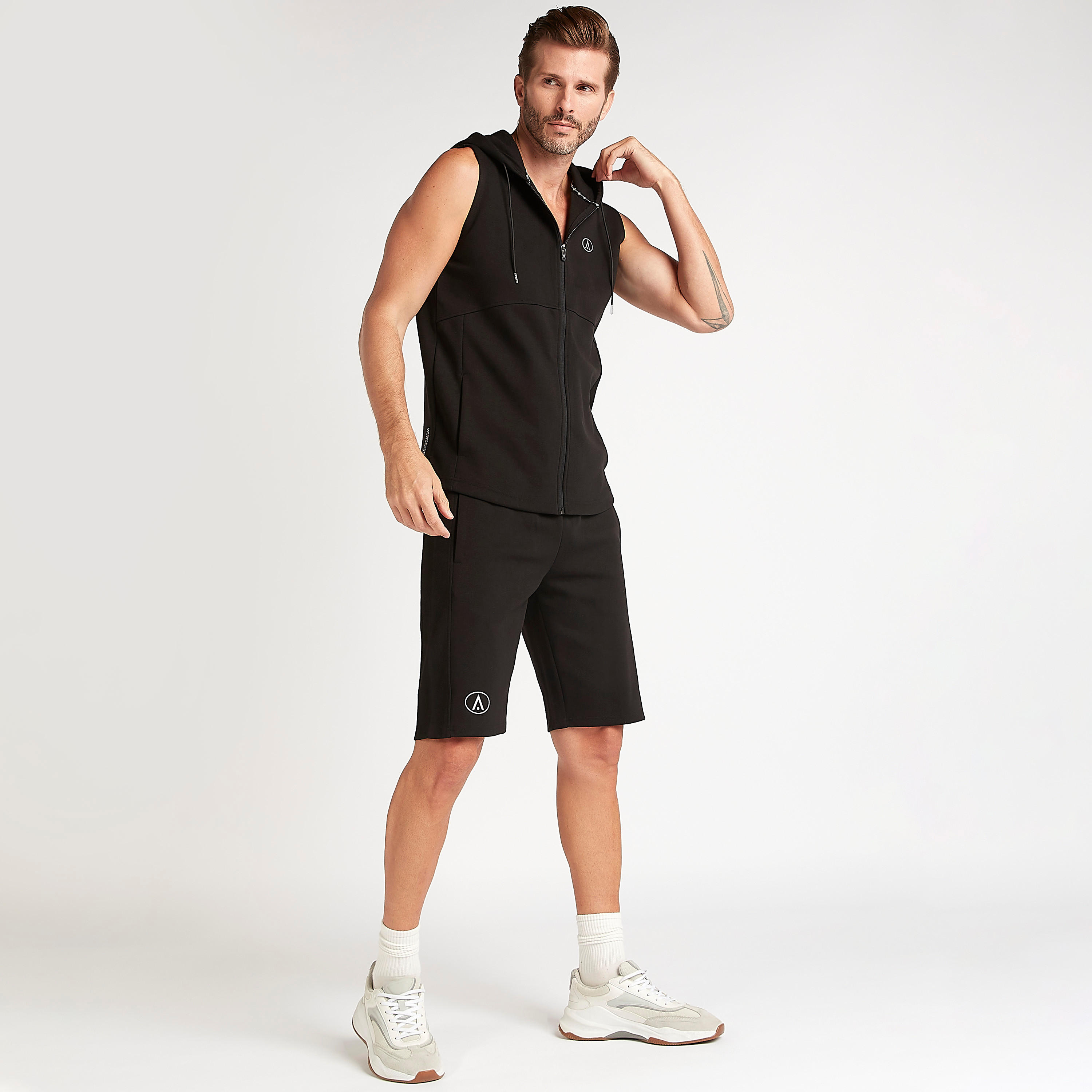 Solid Zip Through Sleeveless Hoodie with Pockets-men-winterwear-hoodiesandsweatshirts-image-2