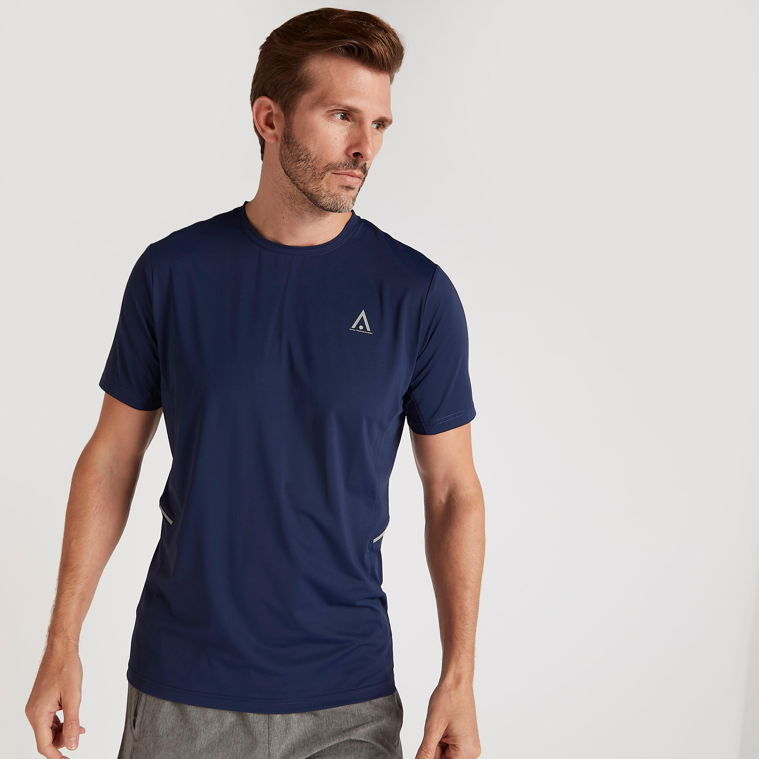 Solid Crew Neck T-shirt with Short Sleeves-men-clothing-sportswearandactivewear-tshirtsandpolos-image-1