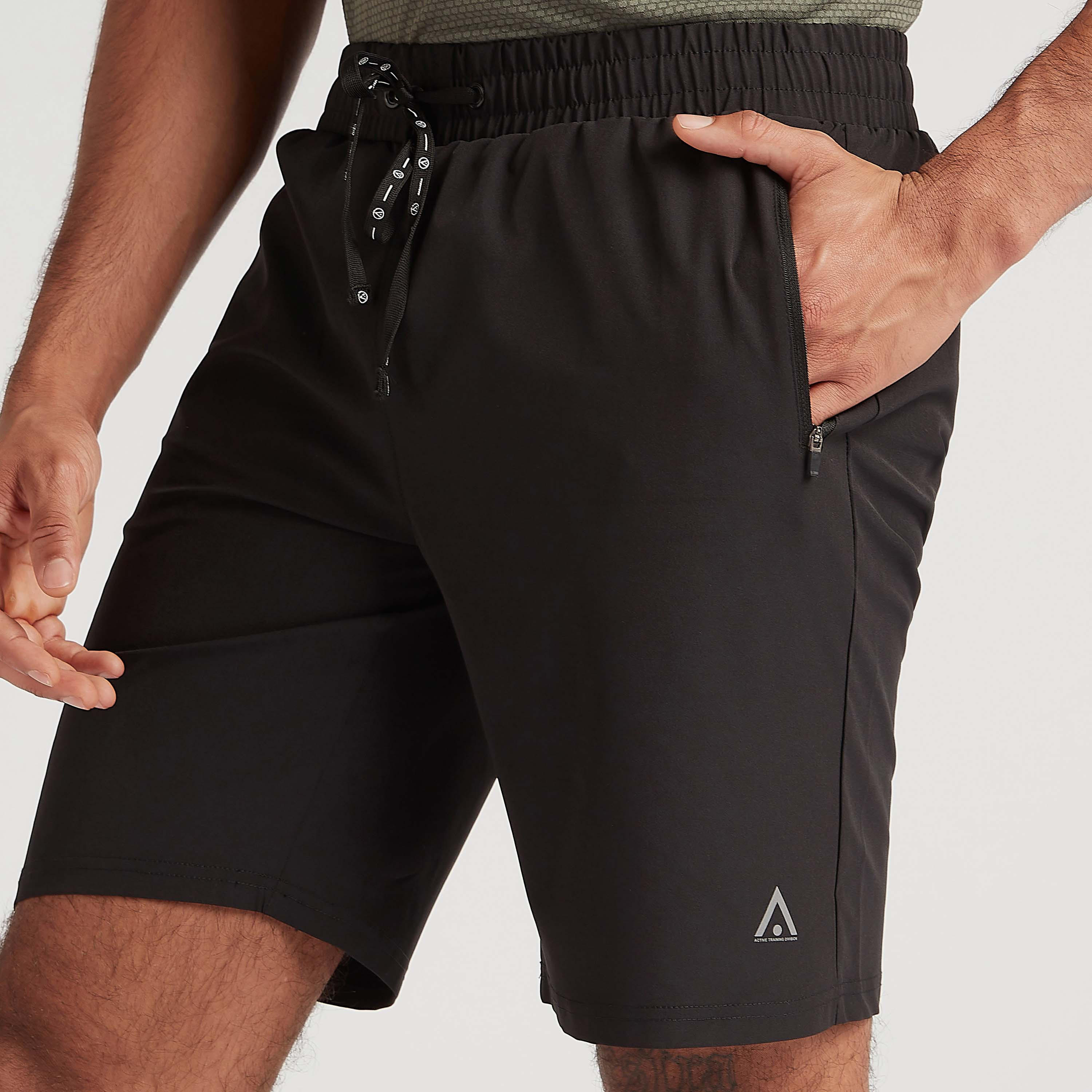 Solid Shorts with Drawstring Closure and Pockets-men-clothing-sportswearandactivewear-bottoms-image-2