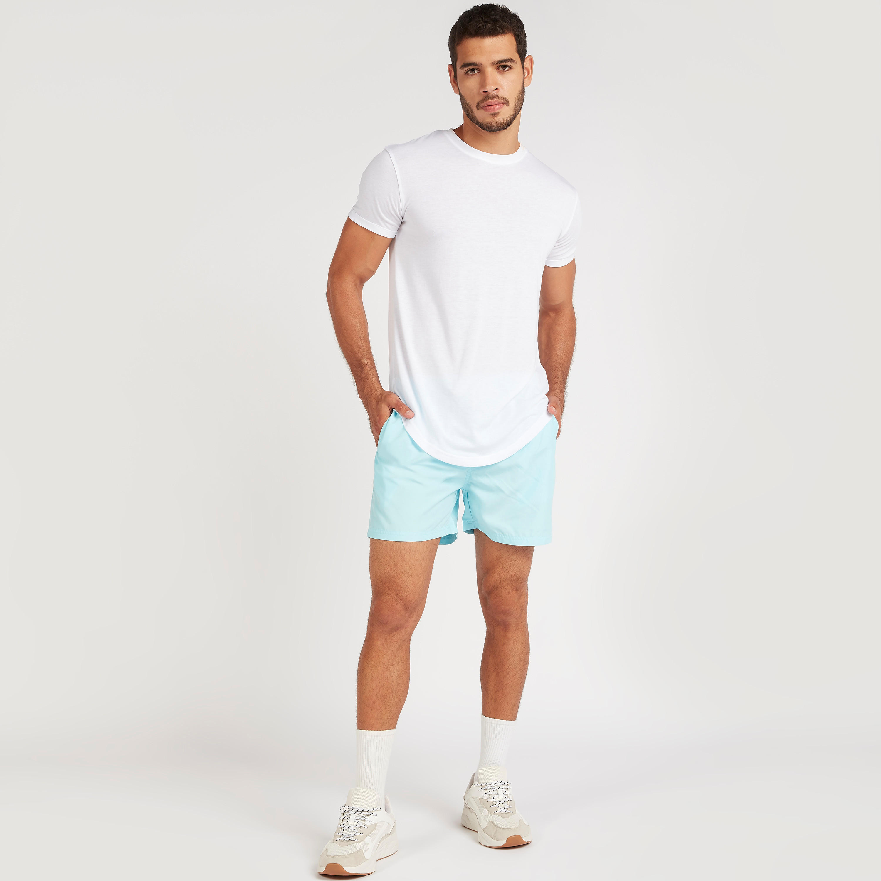 Solid Shorts with Drawstring Closure and Pockets-men-clothing-bottoms-shorts-image-2