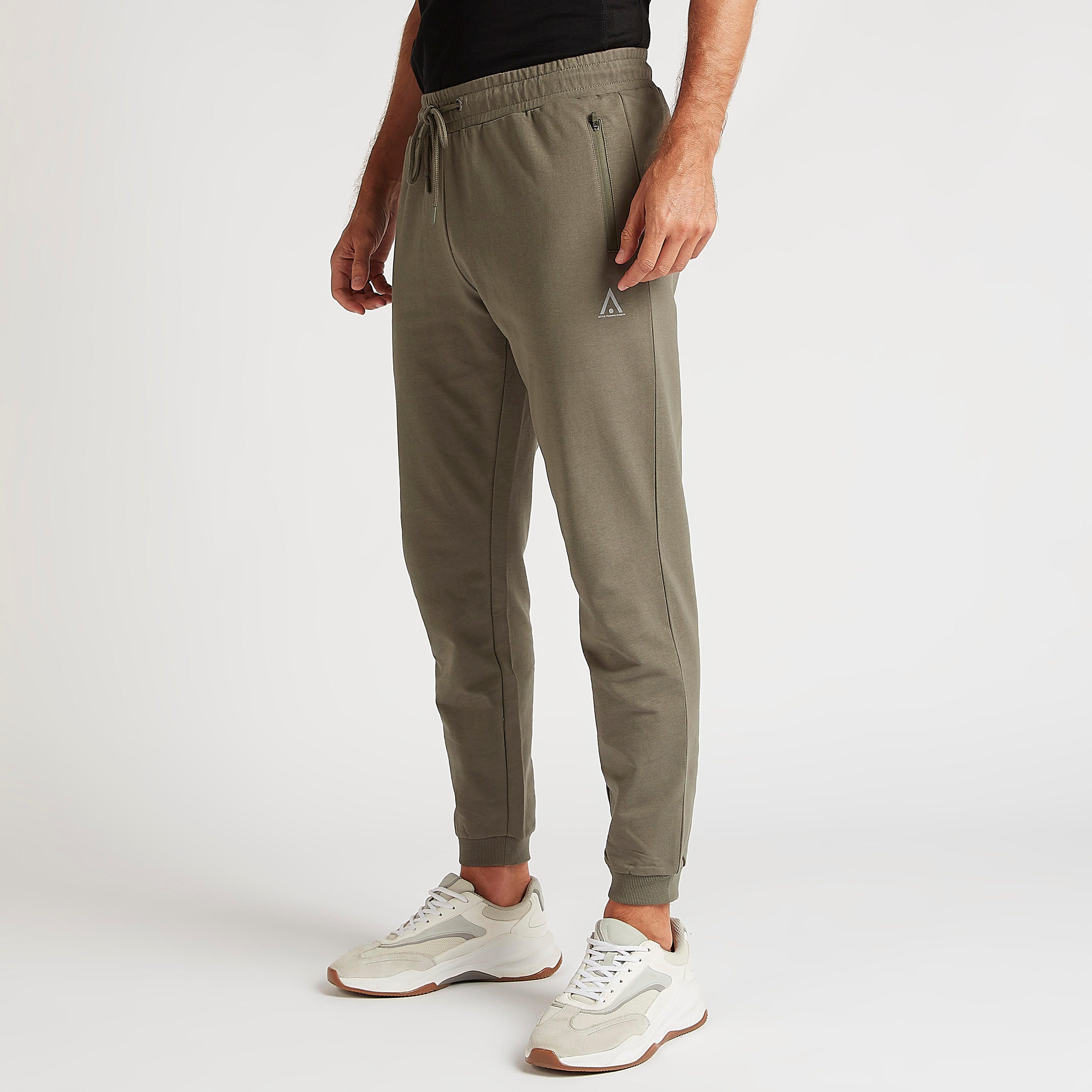 Solid Joggers with Zipped Pockets and Drawstring Waist-men-clothing-bottoms-joggers-image-1