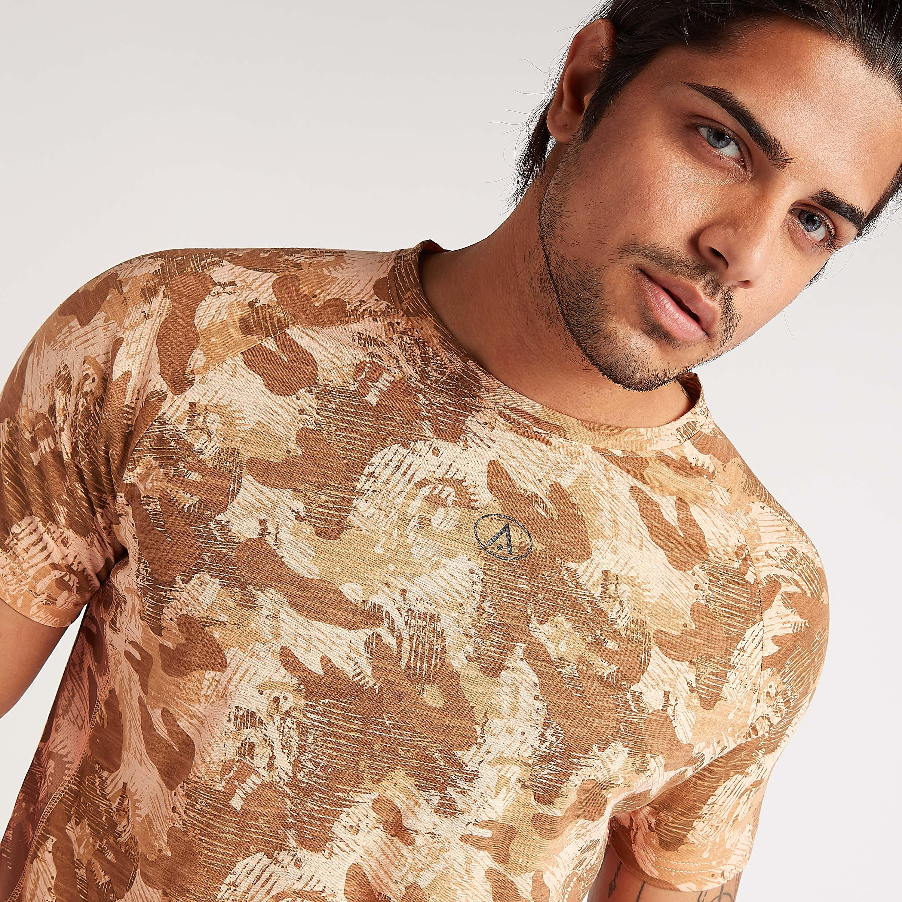 Camouflage Print T-shirt with Short Sleeves-men-clothing-sportswearandactivewear-tshirtsandpolos-image-3