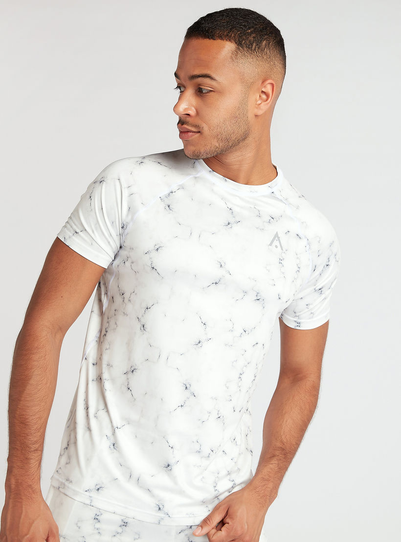 Printed Crew Neck T-shirt with Short Sleeves-men-clothing-sportswearandactivewear-tshirtsandpolos-image-1