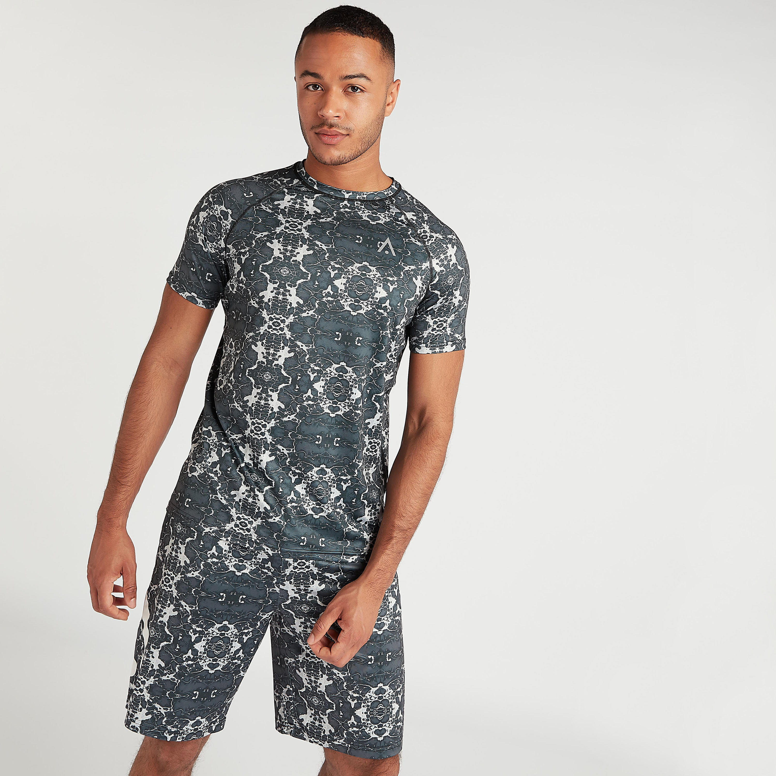 Printed Crew Neck T-shirt with Short Sleeves-men-clothing-sportswearandactivewear-tshirtsandpolos-image-1