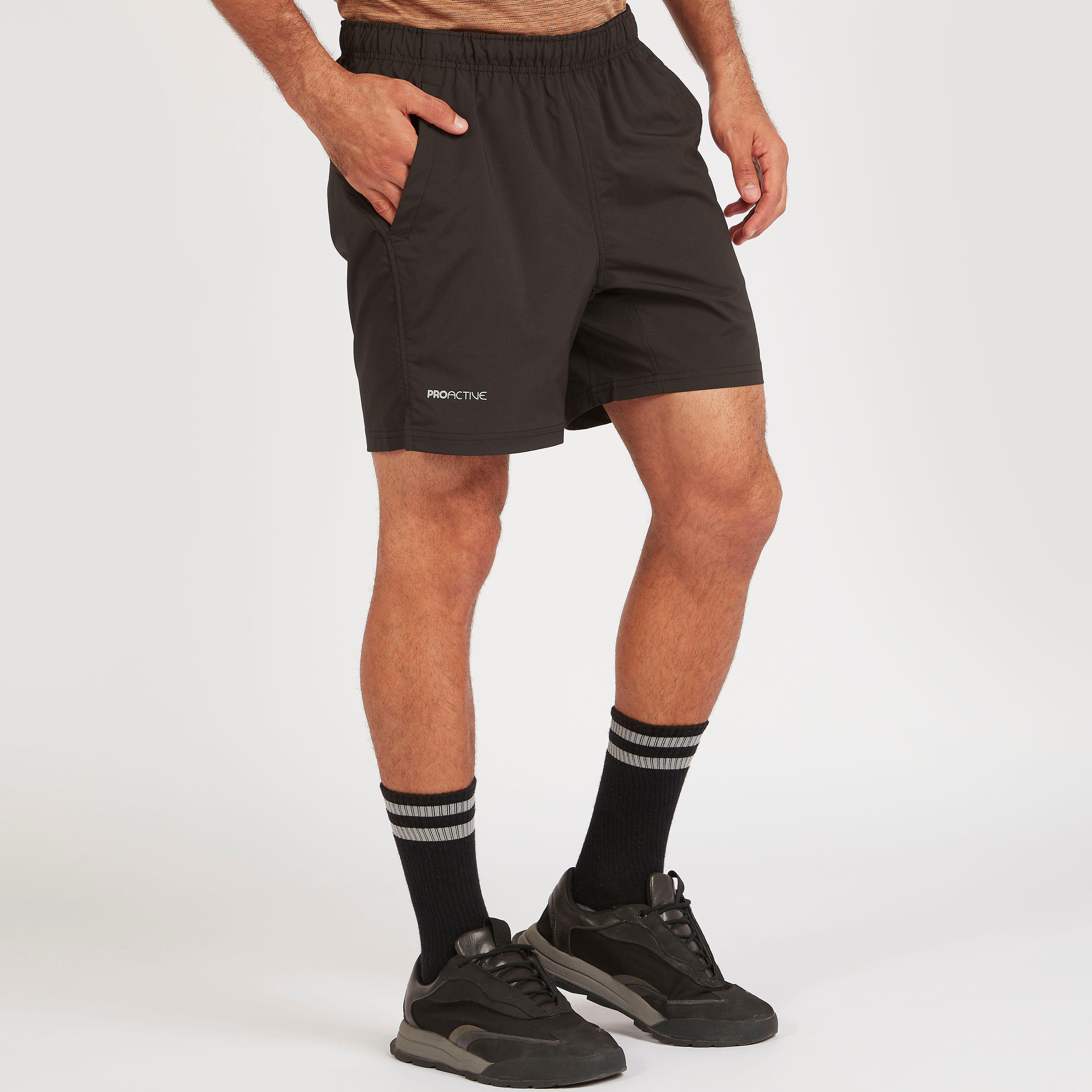 Solid Shorts with Elasticated Waistband and Pockets-men-clothing-sportswearandactivewear-bottoms-image-1
