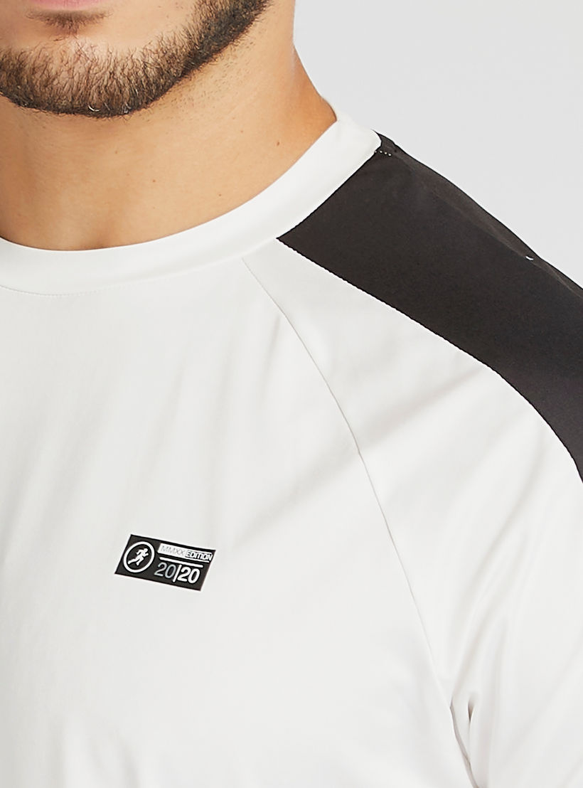 Colourblocked Crew Neck T-shirt with Short Sleeves-men-clothing-sportswearandactivewear-tshirtsandpolos-image-3