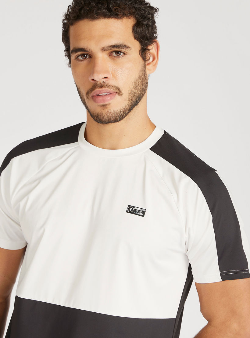 Colourblocked Crew Neck T-shirt with Short Sleeves-men-clothing-sportswearandactivewear-tshirtsandpolos-image-5
