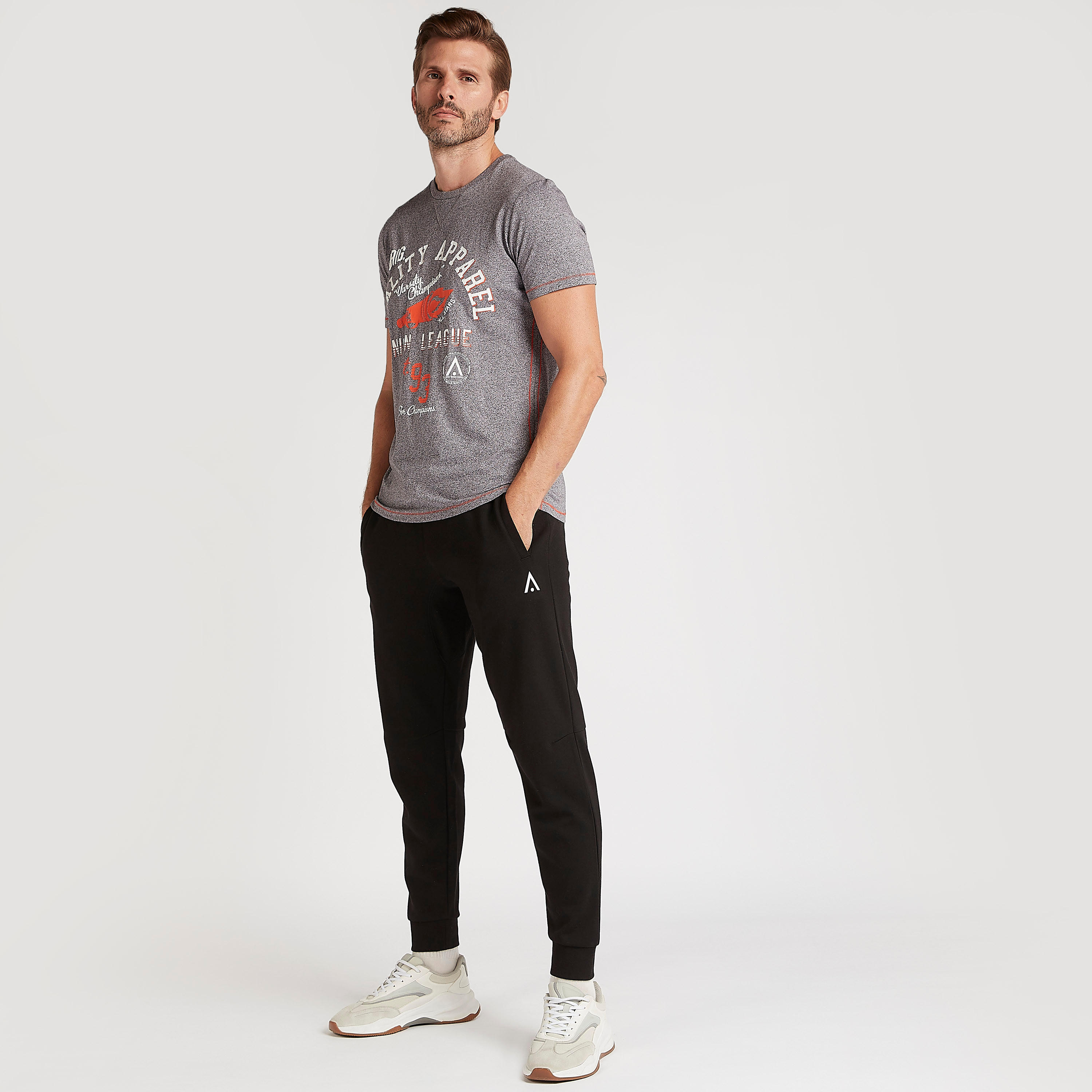 Graphic Print Crew Neck T-shirt with Short Sleeves-men-clothing-sportswearandactivewear-tshirtsandpolos-image-2