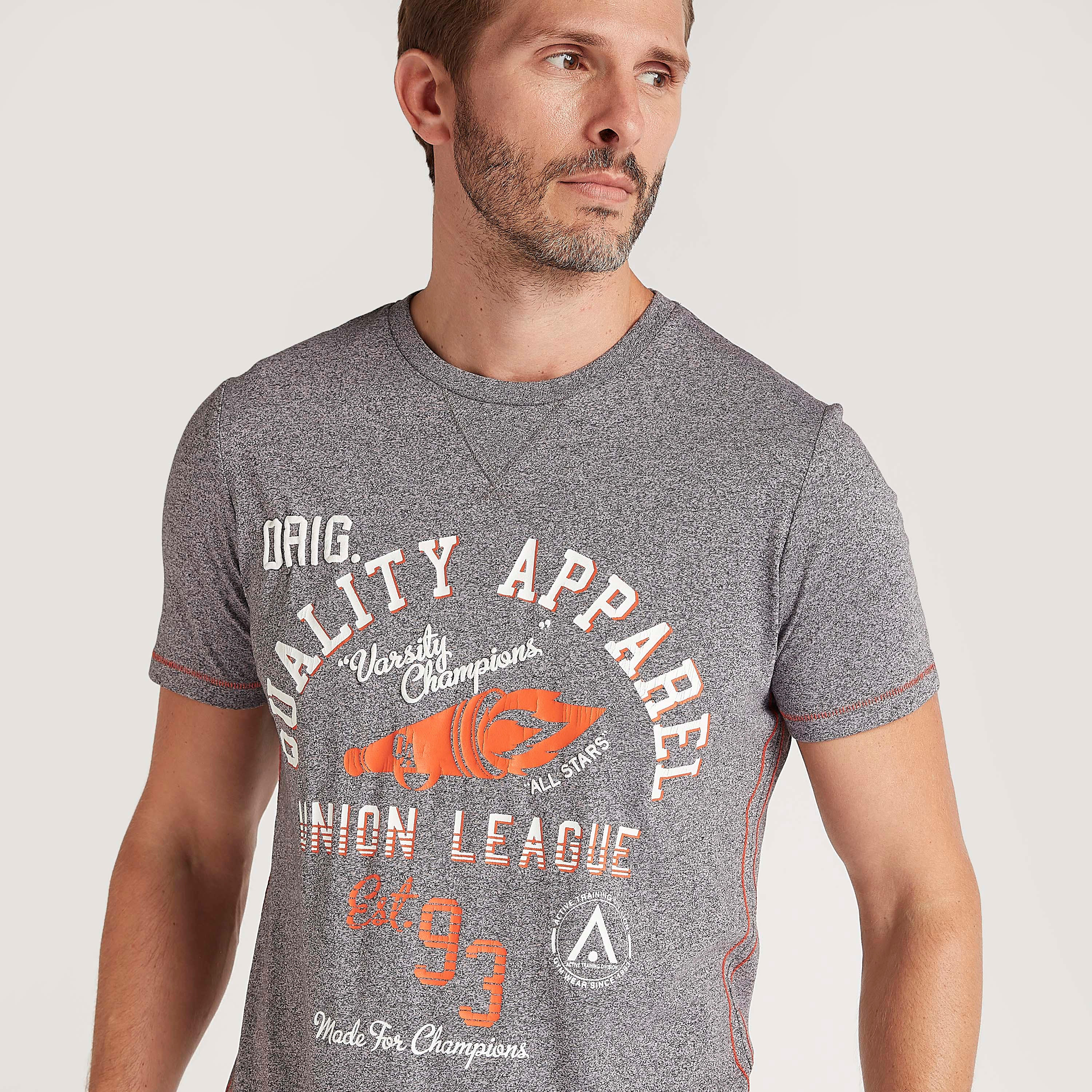 Graphic Print Crew Neck T-shirt with Short Sleeves-men-clothing-sportswearandactivewear-tshirtsandpolos-image-3