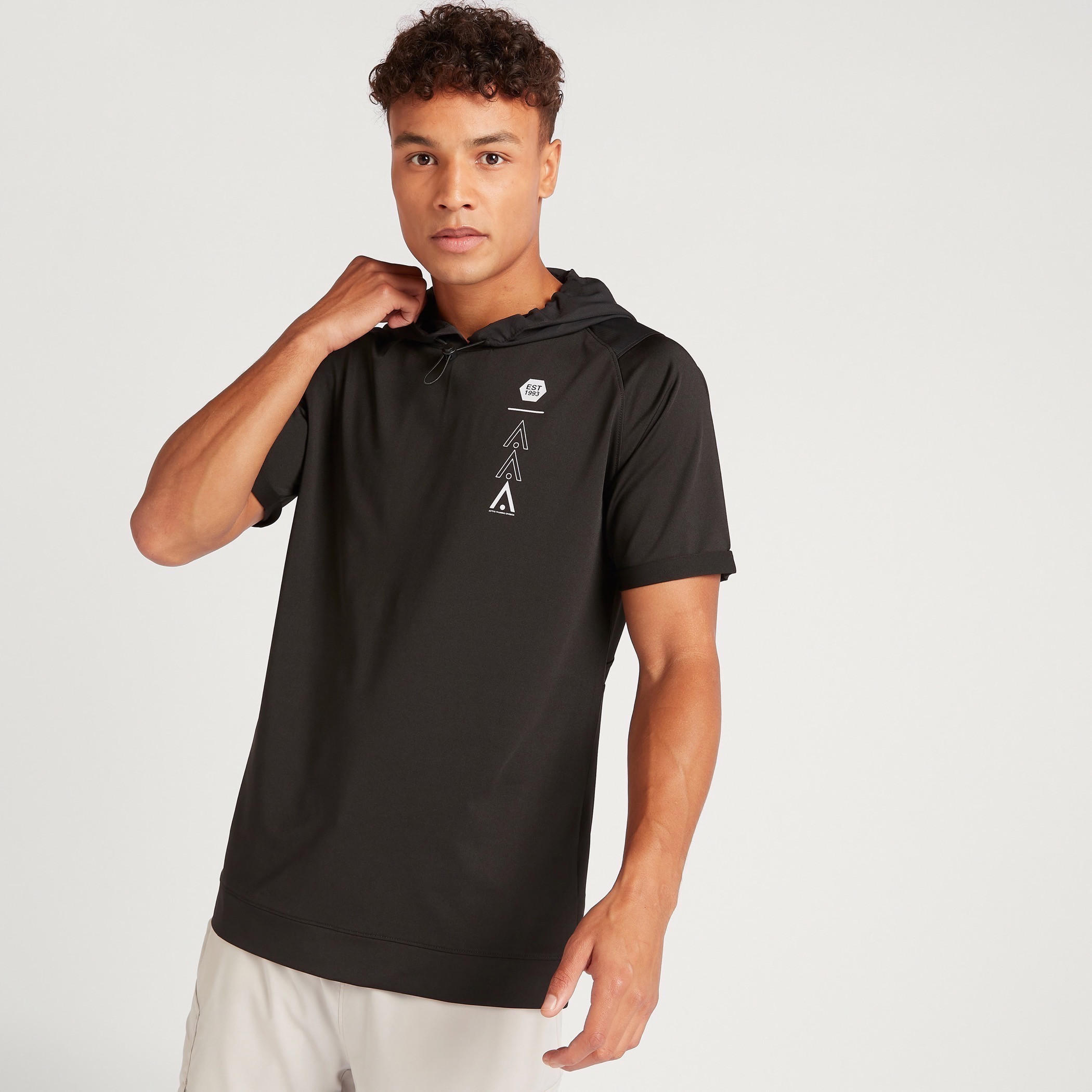 Printed Hooded T-shirt with Short Sleeves-men-clothing-sportswearandactivewear-tshirtsandpolos-image-1