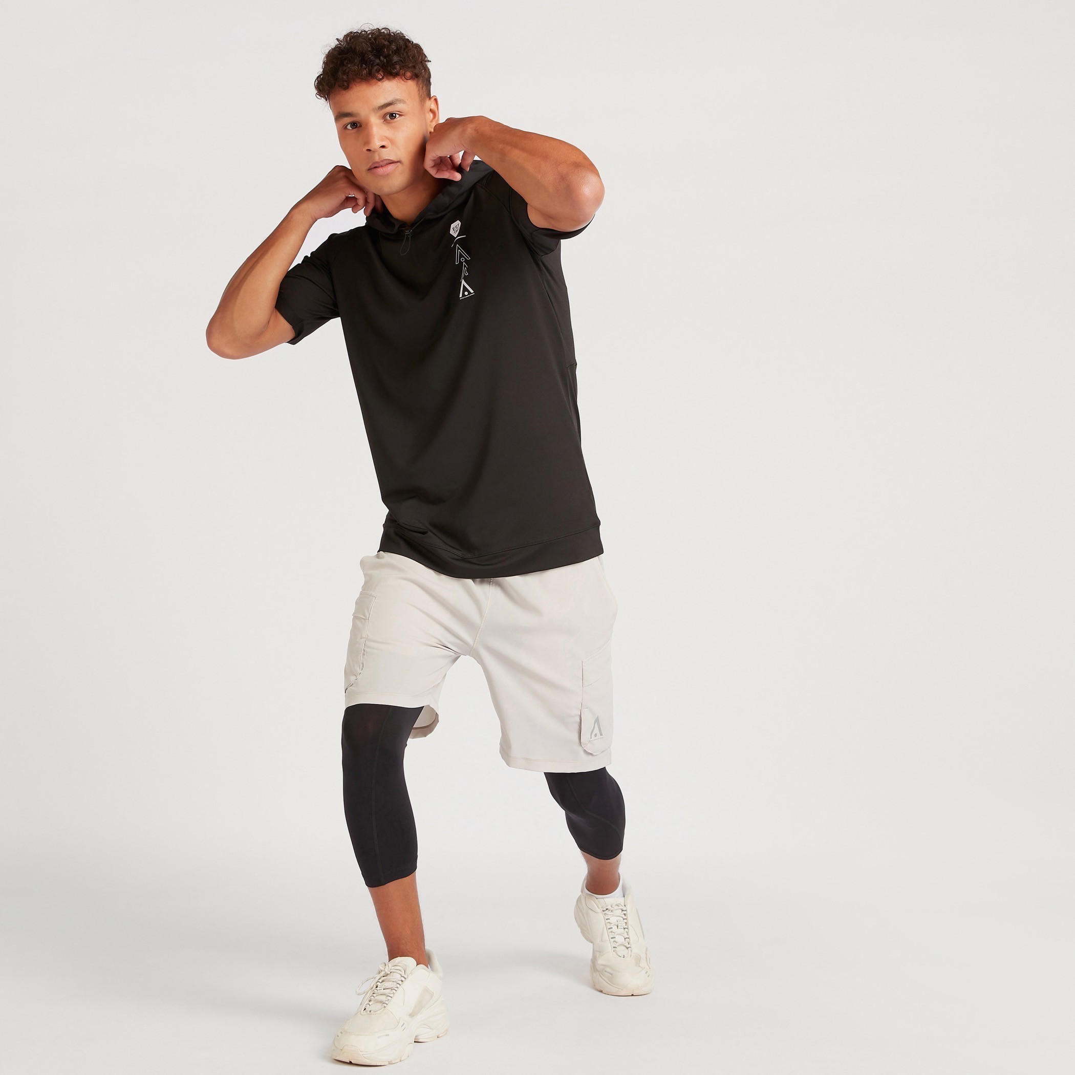 Printed Hooded T-shirt with Short Sleeves-men-clothing-sportswearandactivewear-tshirtsandpolos-image-2
