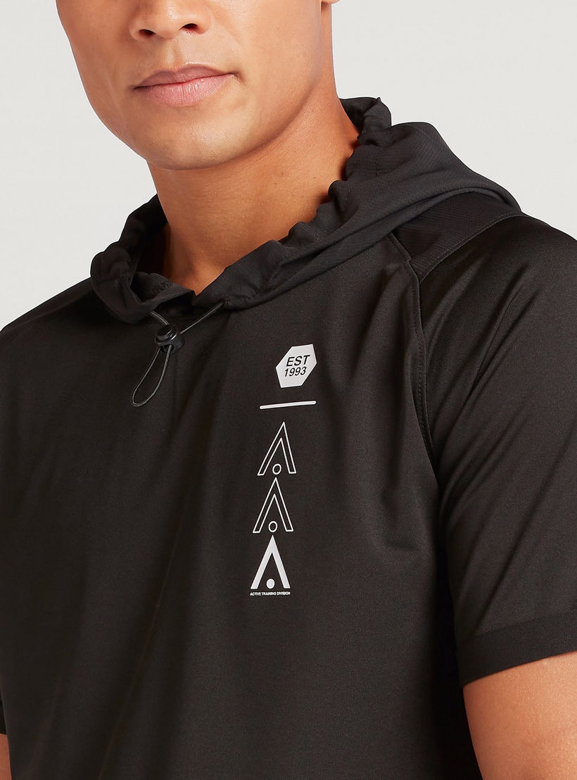 Printed Hooded T-shirt with Short Sleeves-men-clothing-sportswearandactivewear-tshirtsandpolos-image-3