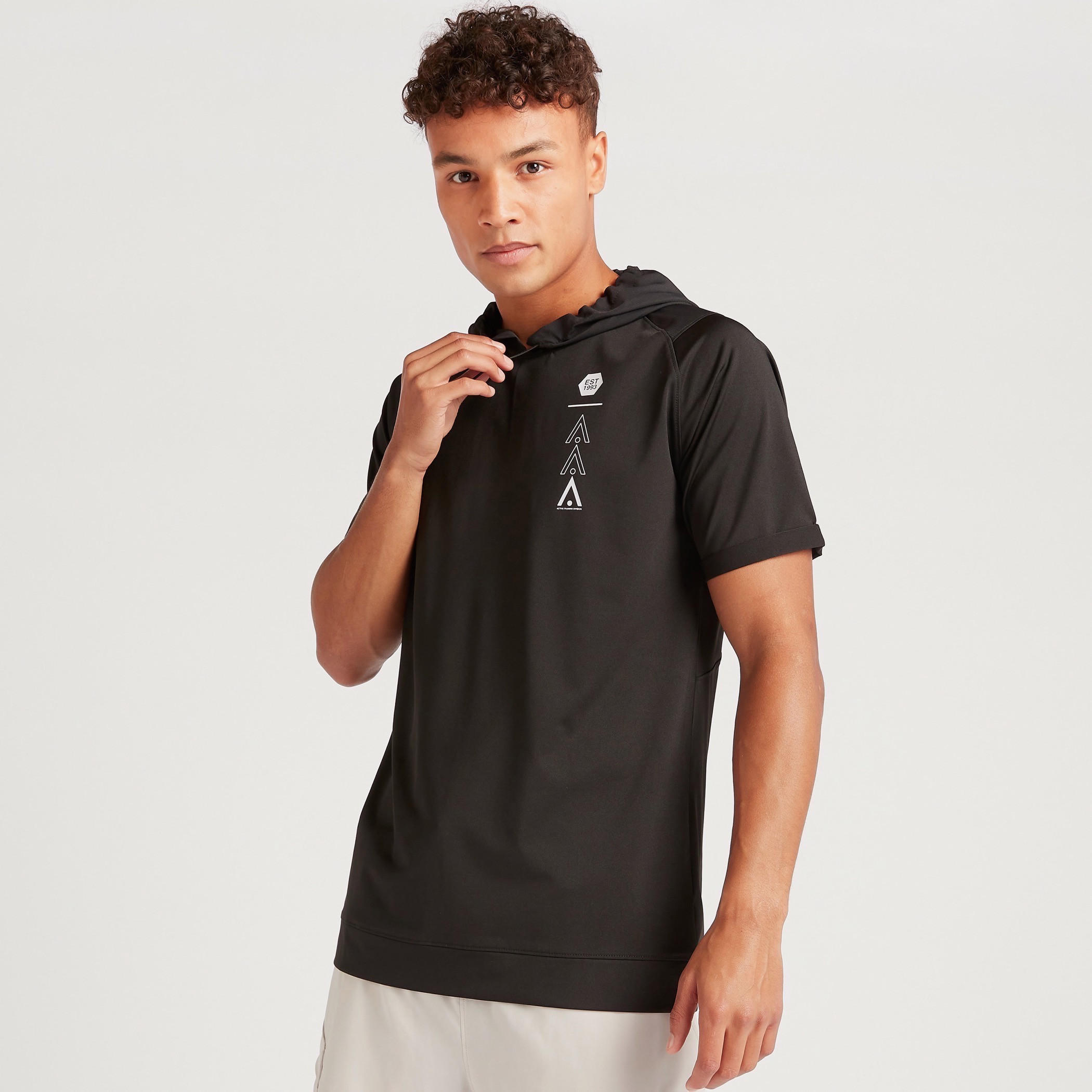 Printed Hooded T-shirt with Short Sleeves-men-clothing-sportswearandactivewear-tshirtsandpolos-image-5