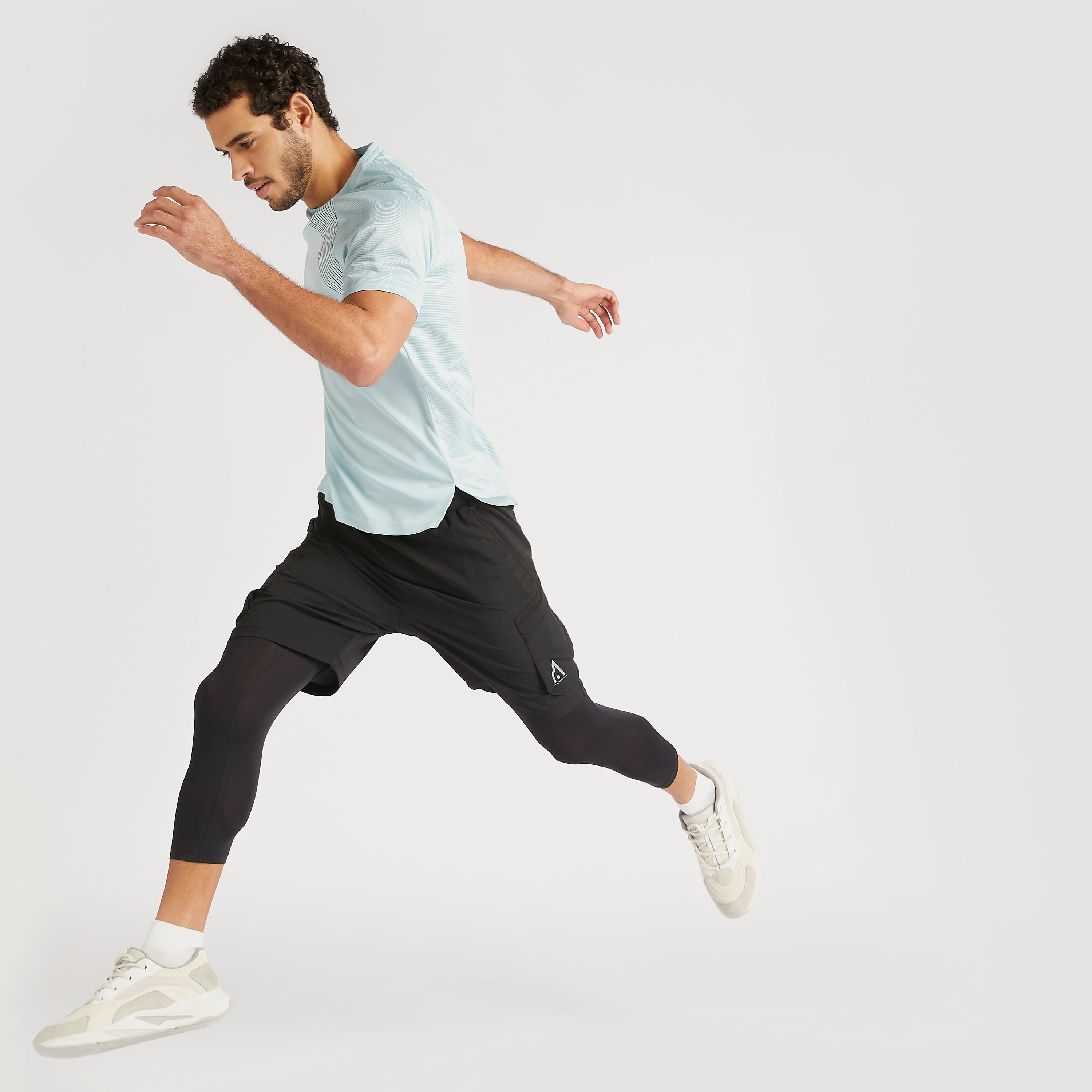 Solid Shorts with Pockets and Buckle Detailed Waistband-men-clothing-sportswearandactivewear-bottoms-image-2