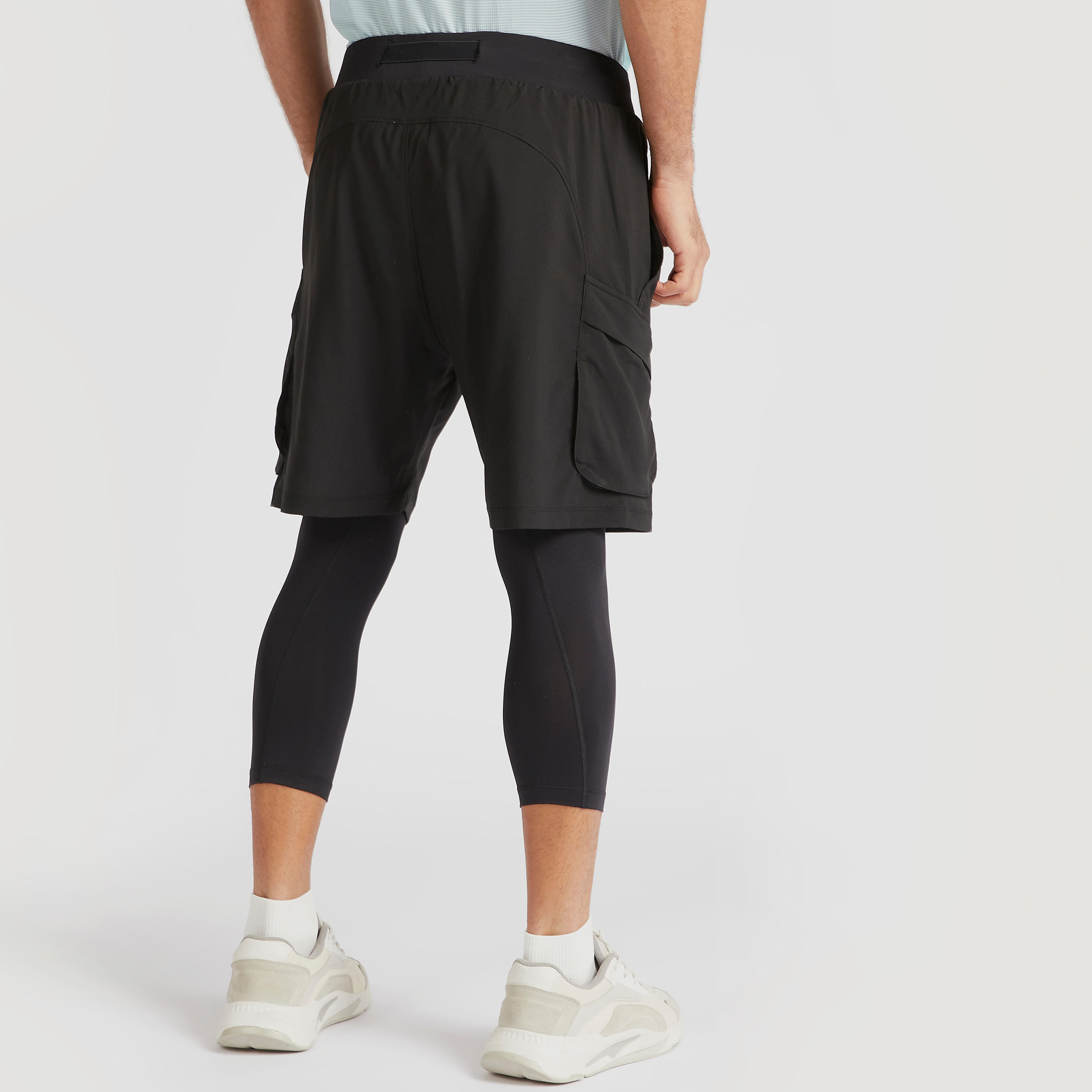 Solid Shorts with Pockets and Buckle Detailed Waistband-men-clothing-sportswearandactivewear-bottoms-image-4