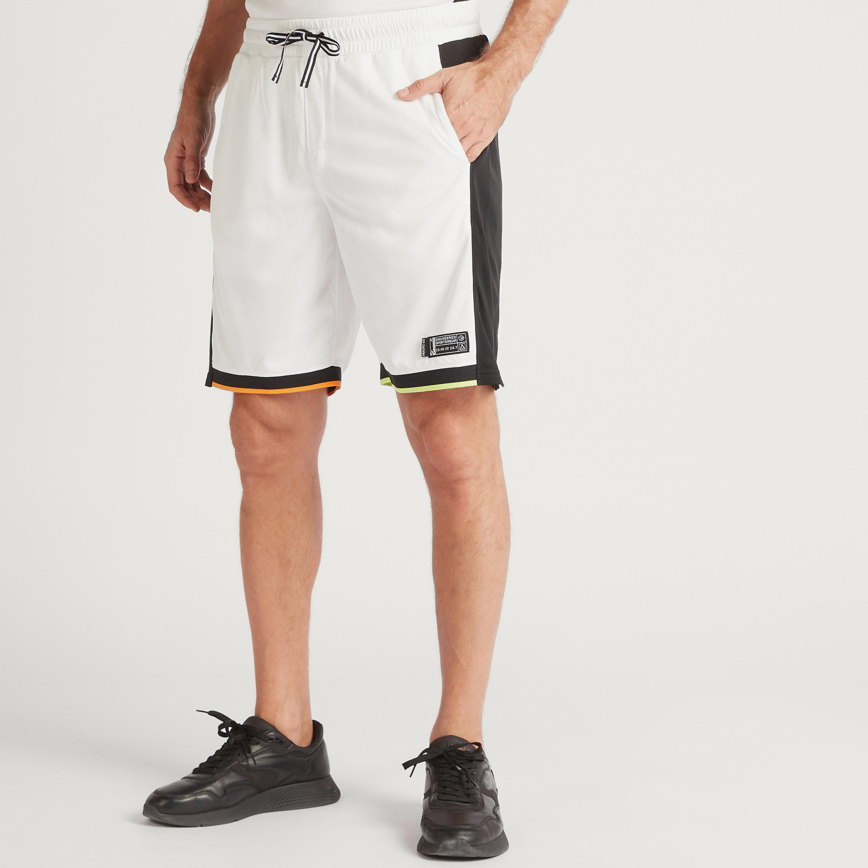 Solid Tape Detail Shorts with Drawstring Closure and Pockets-men-clothing-sportswearandactivewear-bottoms-image-1