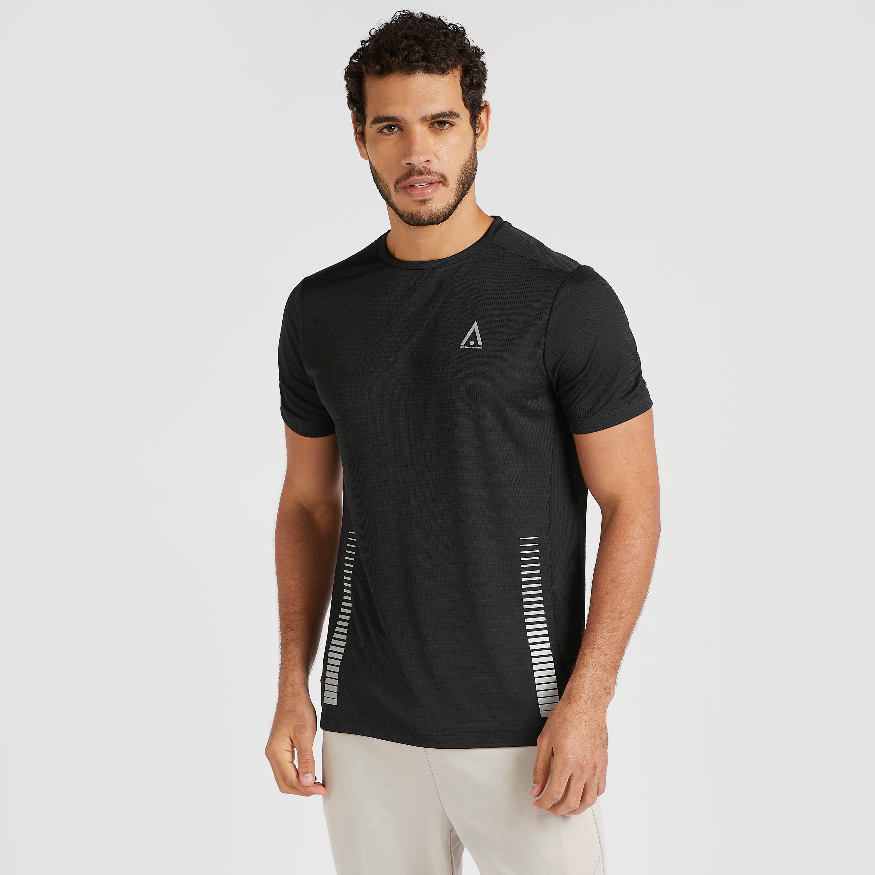 Textured Crew Neck T-shirt with Short Sleeves-men-clothing-sportswearandactivewear-tshirtsandpolos-image-1