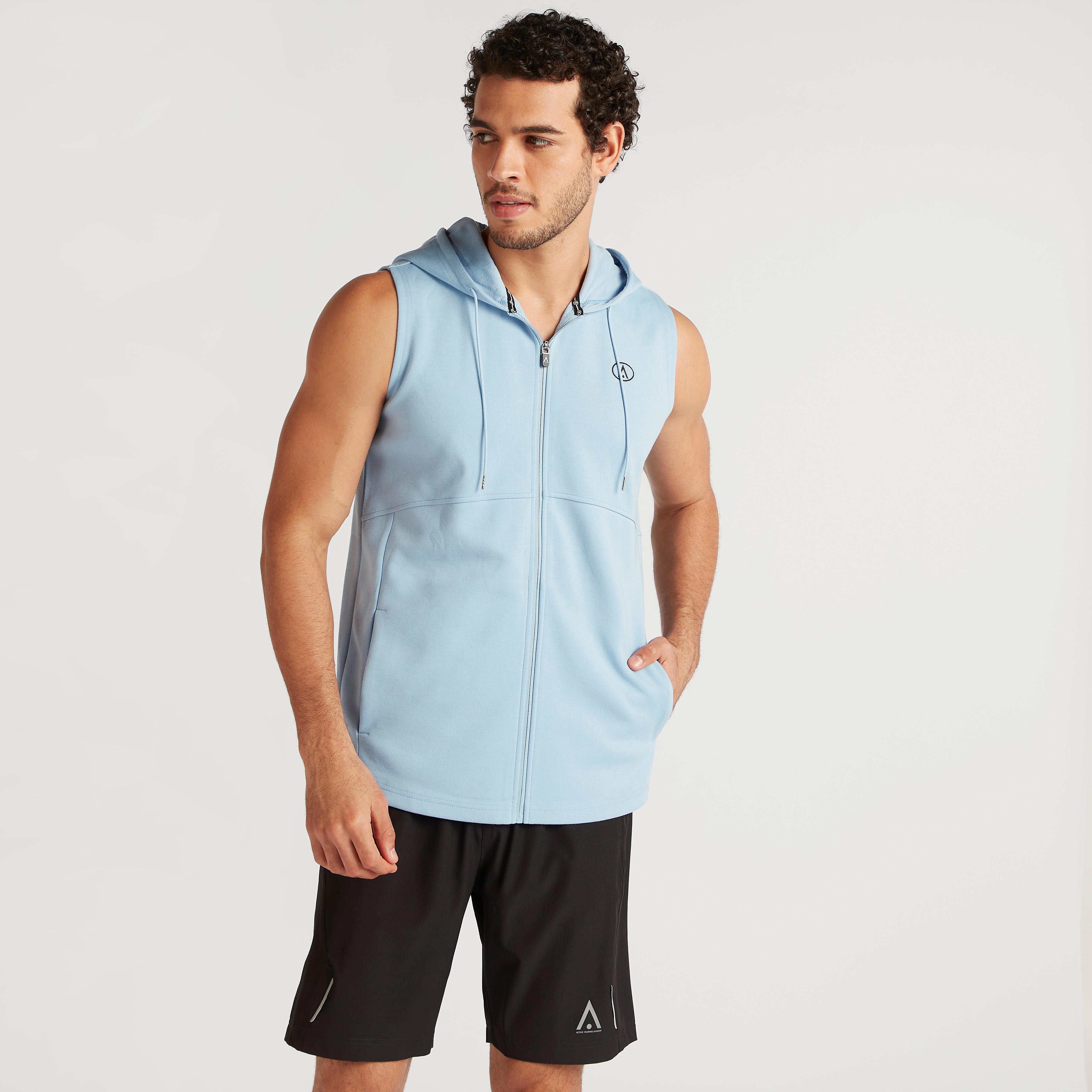 Solid Sleeveless Zip Through Hoodie with Pockets-men-winterwear-hoodiesandsweatshirts-image-1