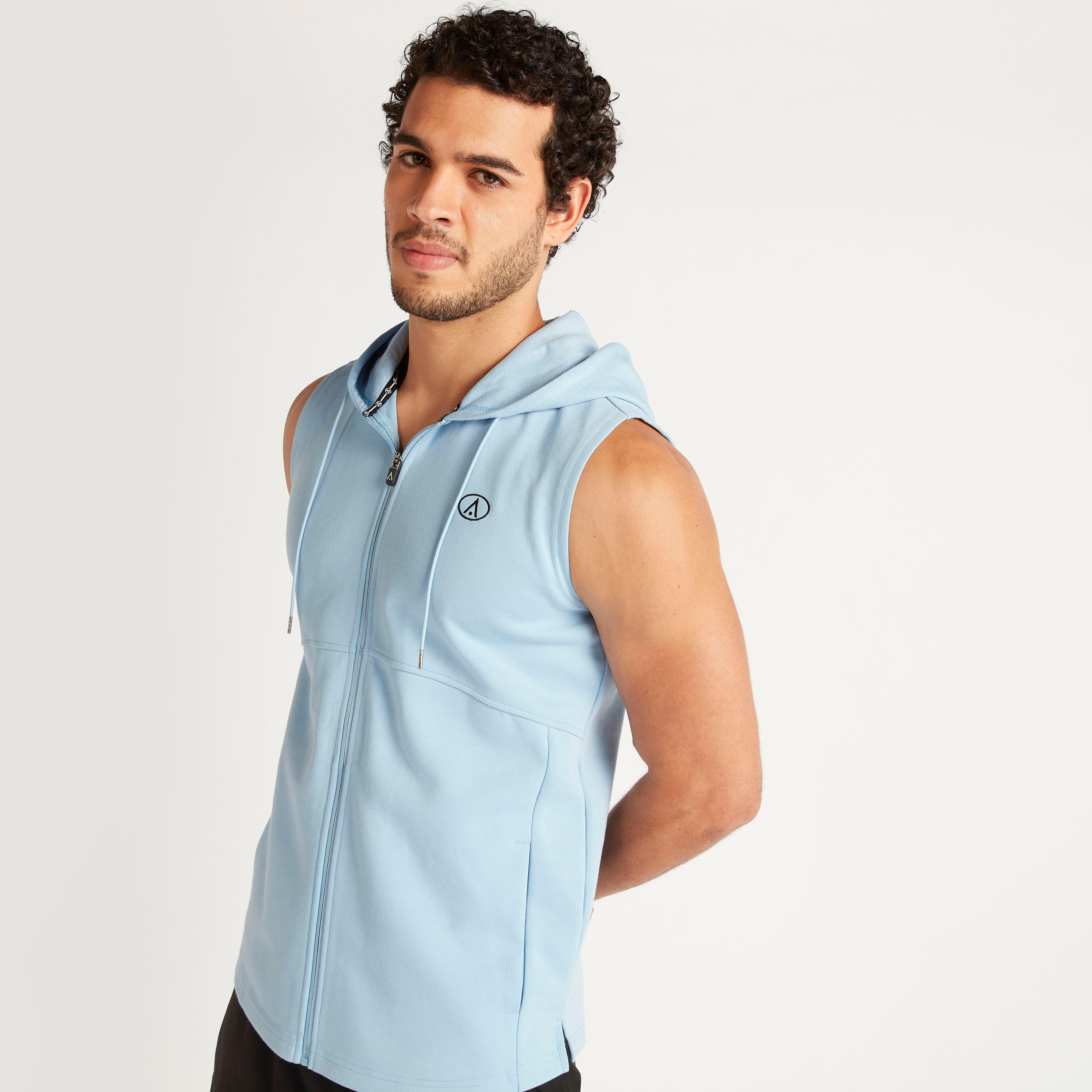 Solid Sleeveless Zip Through Hoodie with Pockets-men-winterwear-hoodiesandsweatshirts-image-5