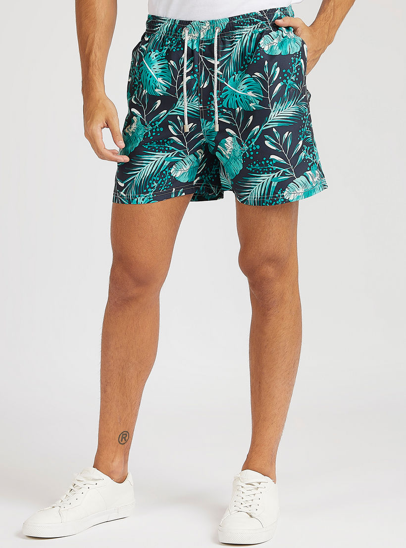 Tropical Print Shorts with Drawstring Closure and Pockets-men-clothing-sportswearandactivewear-bottoms-image-1