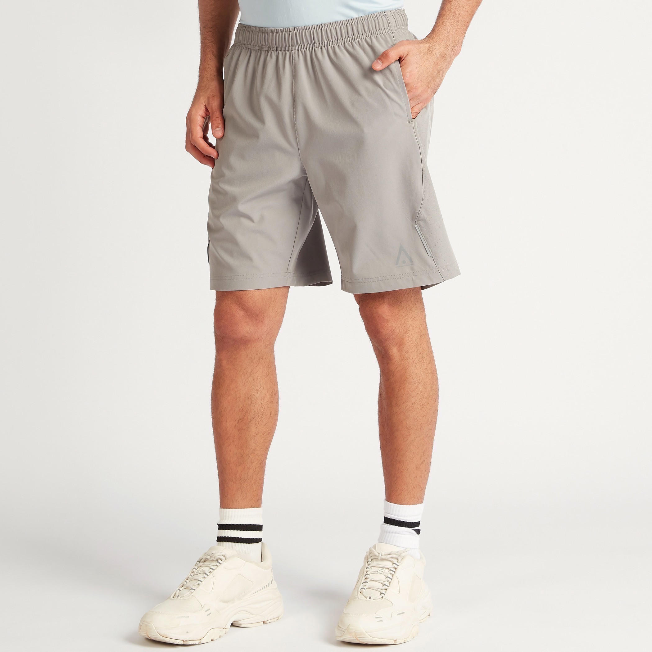 Solid Shorts with Pockets and Elasticated Waistband-men-clothing-sportswearandactivewear-bottoms-image-1