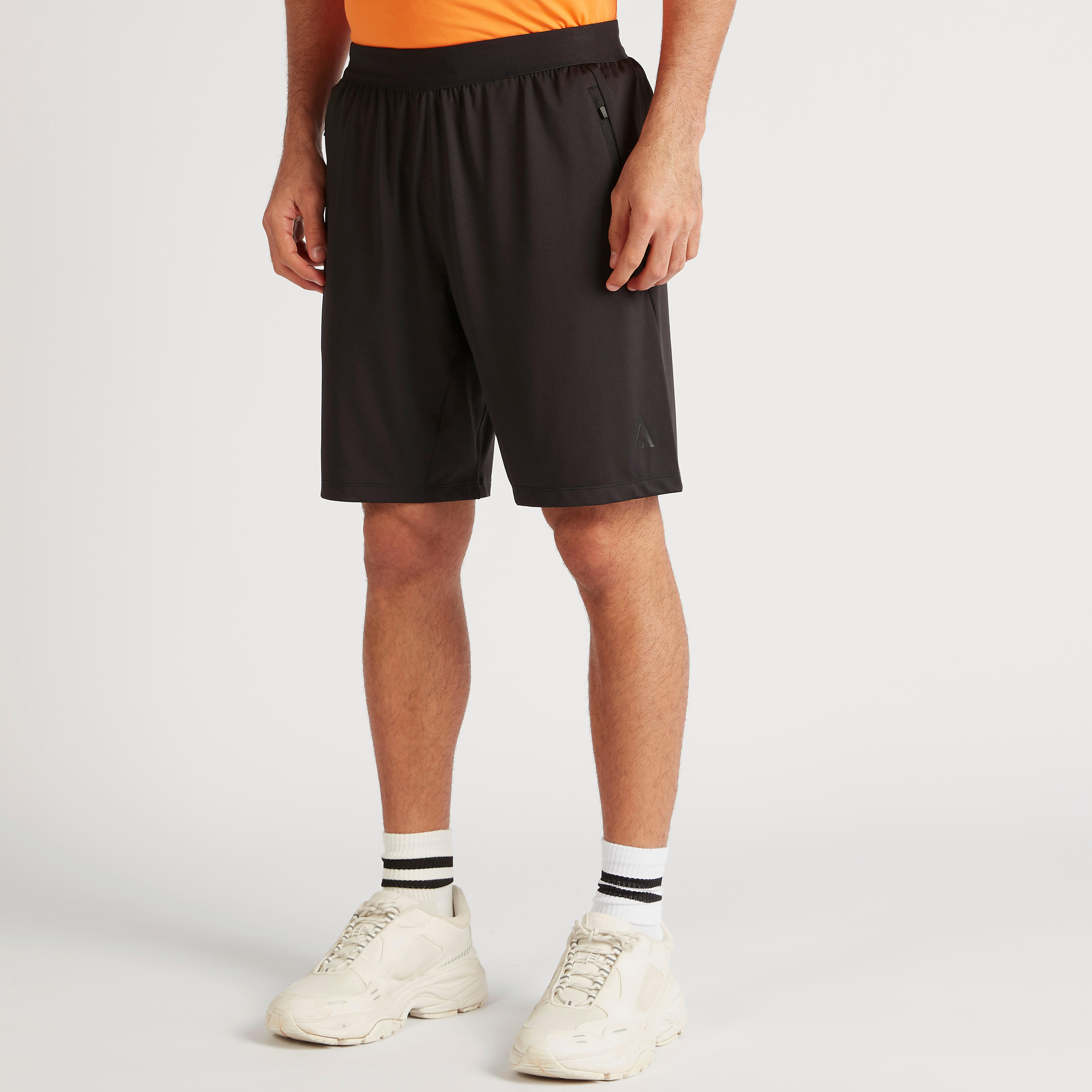 Solid Shorts with Elasticised Waistband and Zipped Pockets-men-clothing-sportswearandactivewear-bottoms-image-1