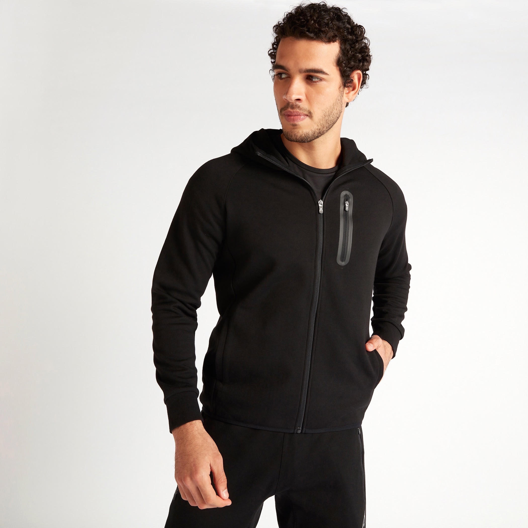 Solid Hooded Jacket with Long Sleeves and Pockets-men-winterwear-hoodiesandsweatshirts-image-1