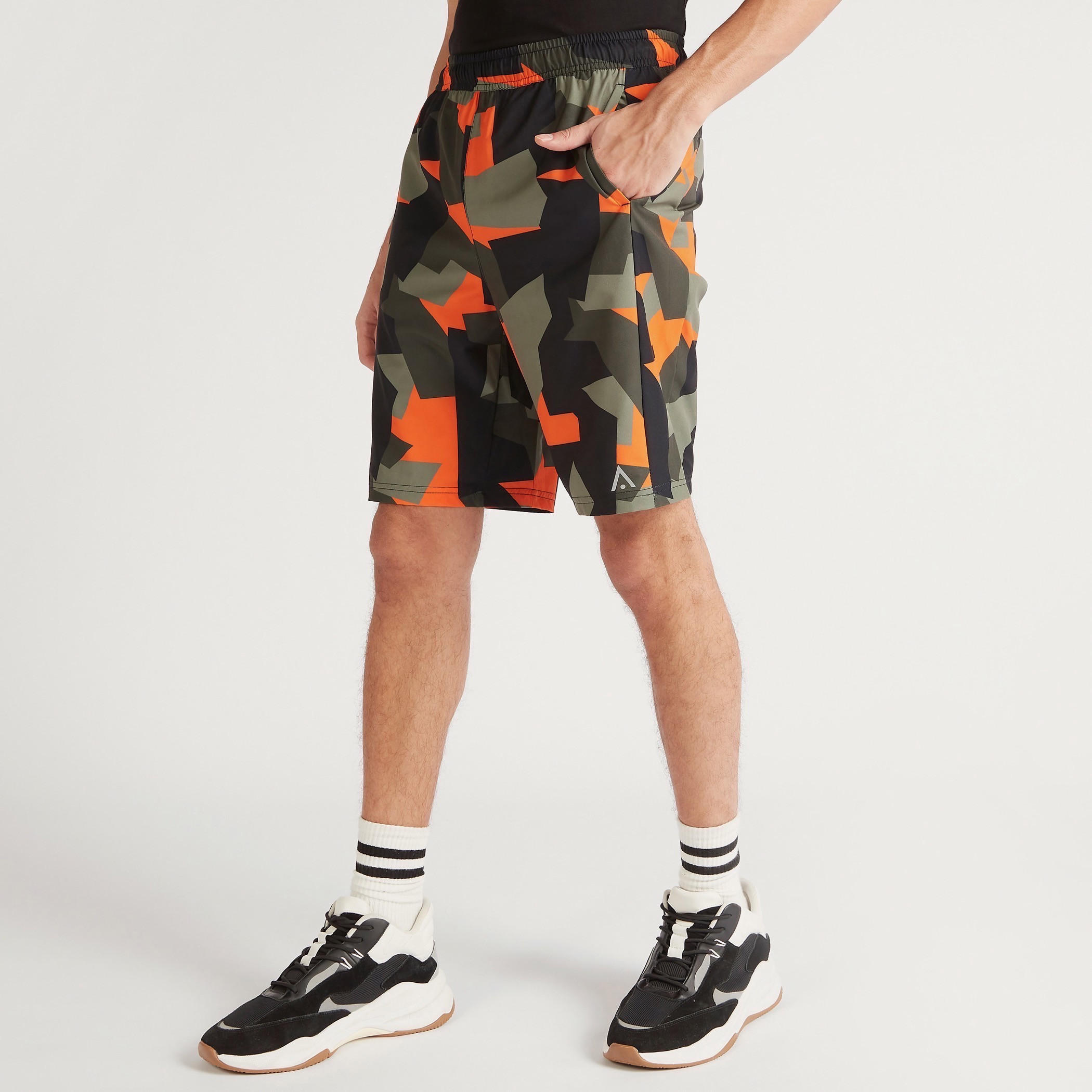 Printed Shorts with Elasticated Waist and Pockets-men-clothing-sportswearandactivewear-bottoms-image-1