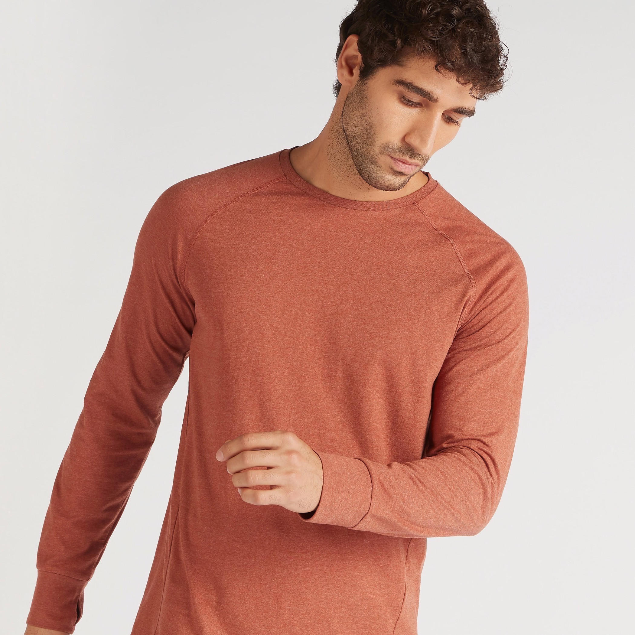 Solid Crew Neck T-shirt with Long Sleeves-men-clothing-sportswearandactivewear-tshirtsandpolos-image-3