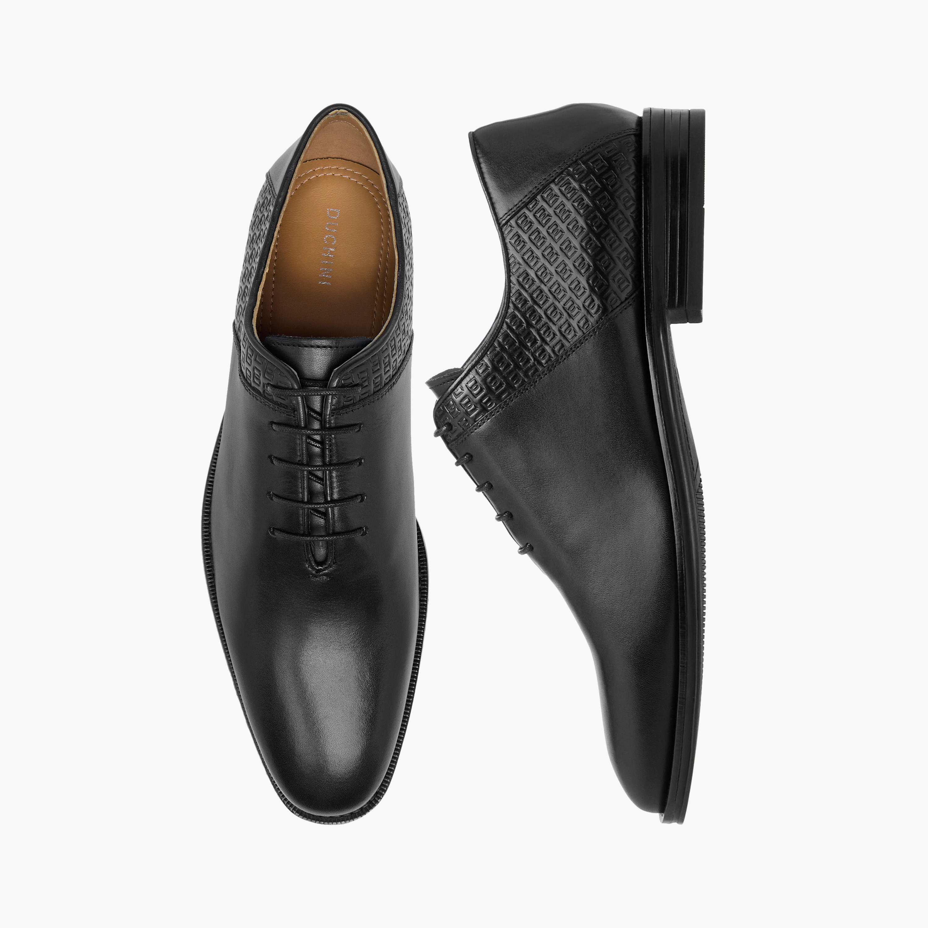 Duchini Men's Leather Monogram Textured Lace-Up Oxford Shoes-men-shoes-formalshoes-image-1