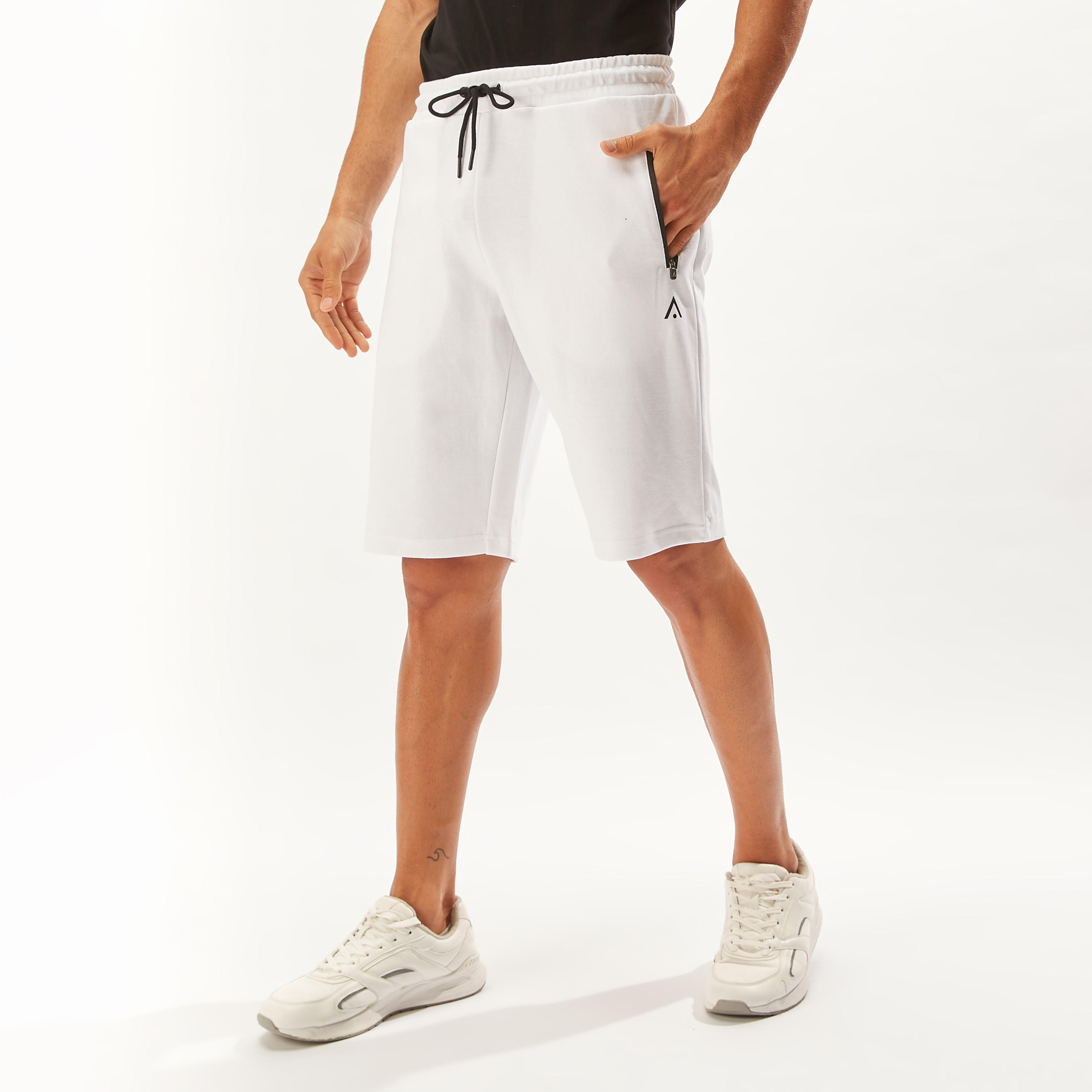 Solid Shorts with Drawstring Closure and Zipped Pockets-men-clothing-sportswearandactivewear-bottoms-image-1