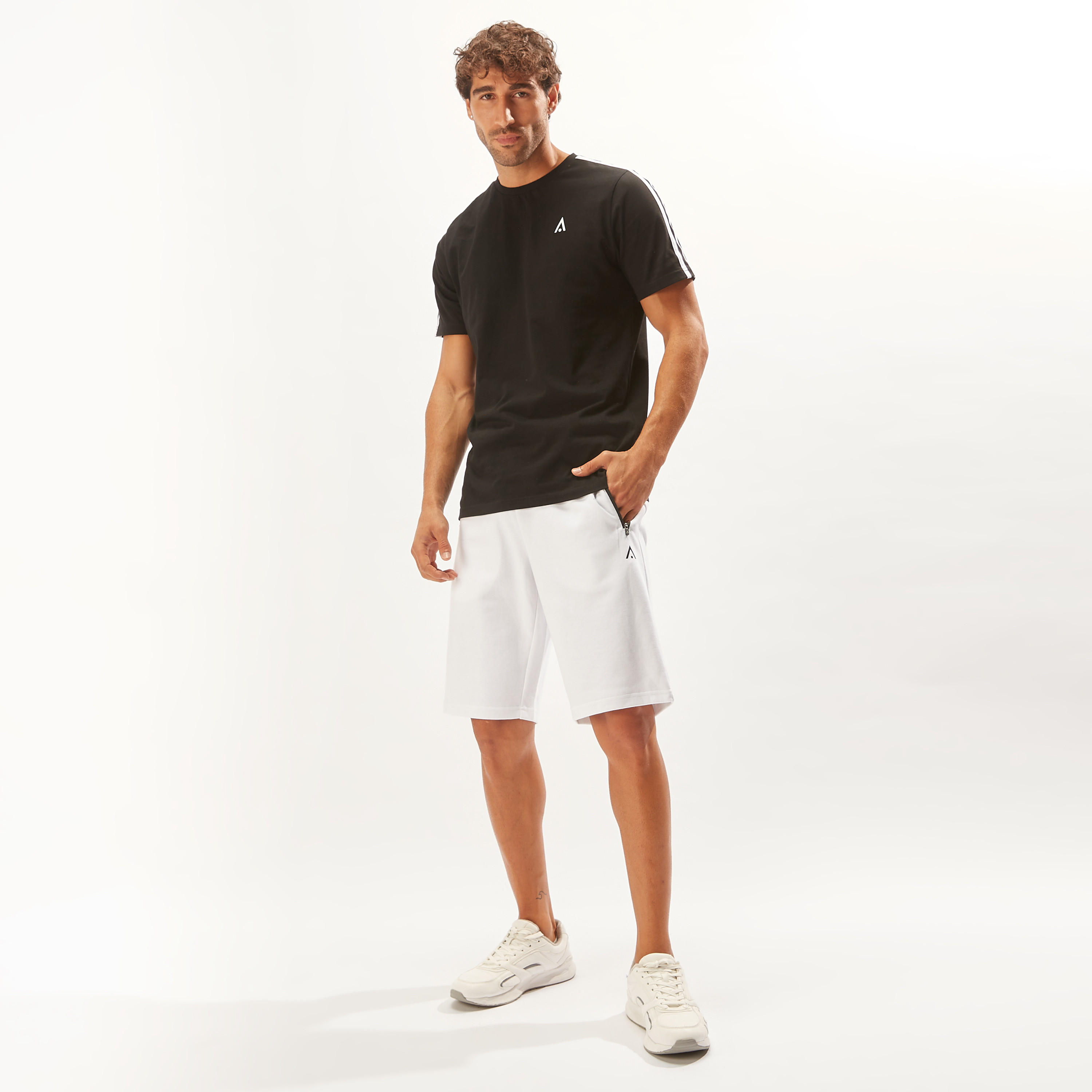 Solid Shorts with Drawstring Closure and Zipped Pockets-men-clothing-sportswearandactivewear-bottoms-image-2