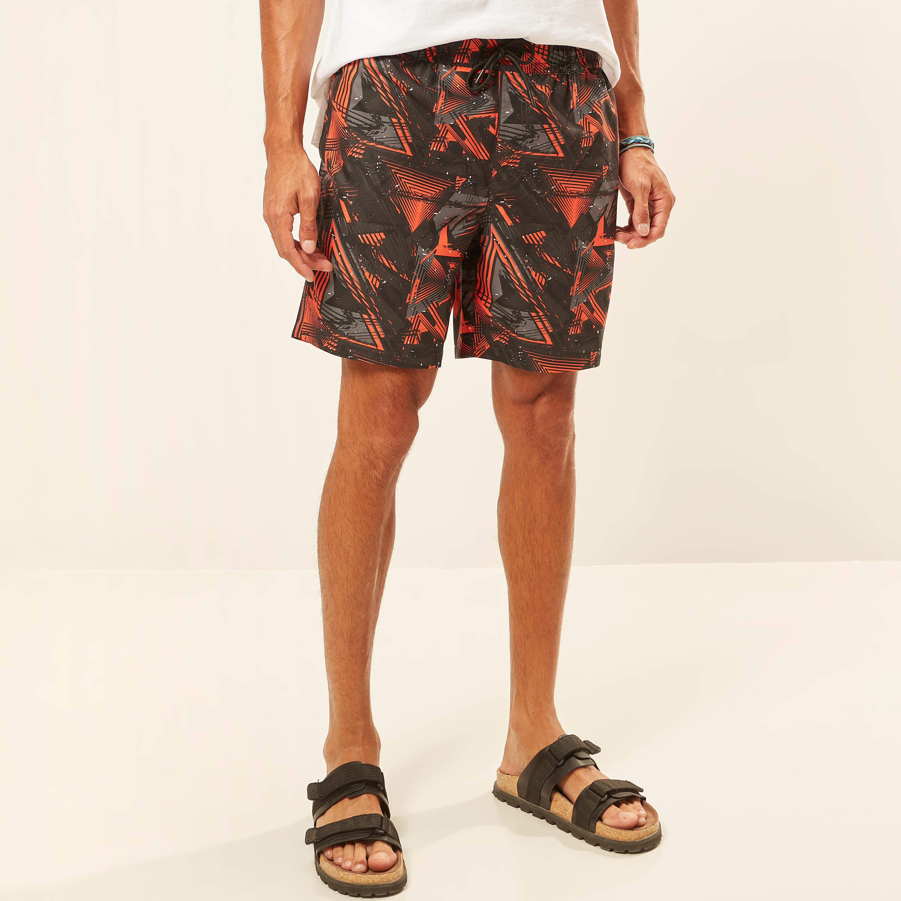 Abstract Print Shorts with Pockets and Elasticated Waistband-men-clothing-bottoms-shorts-image-2