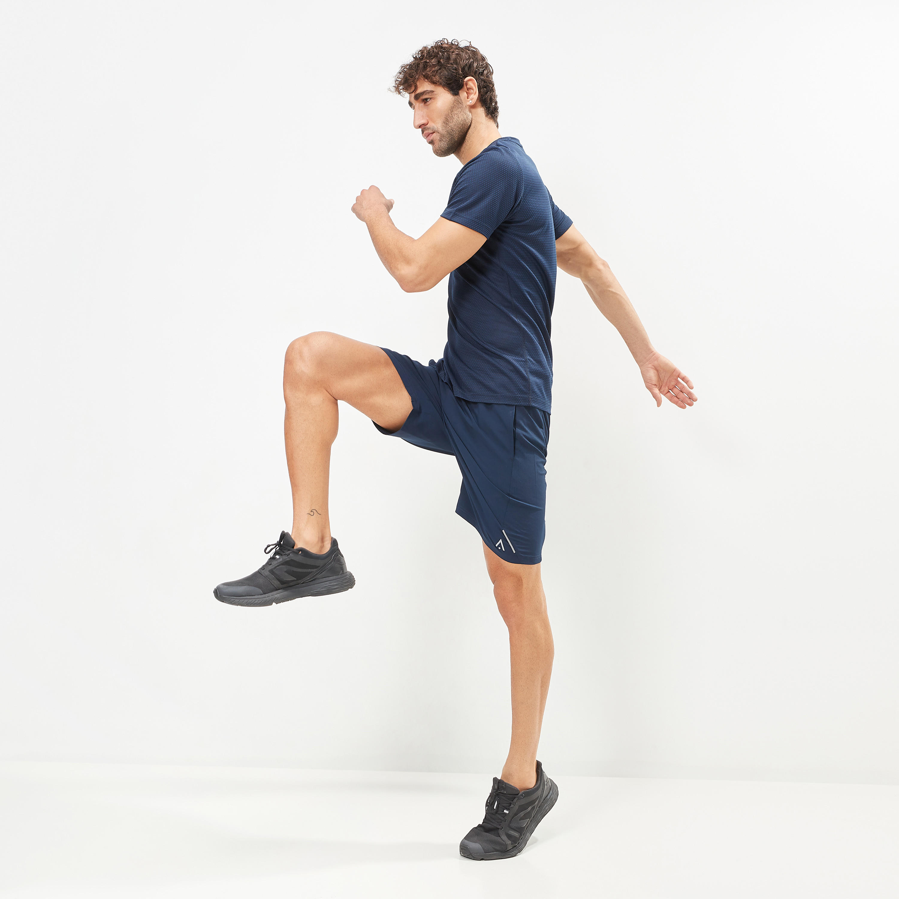 Solid Mid-Rise Panel Detailed Shorts with Pockets-men-clothing-sportswearandactivewear-bottoms-image-1