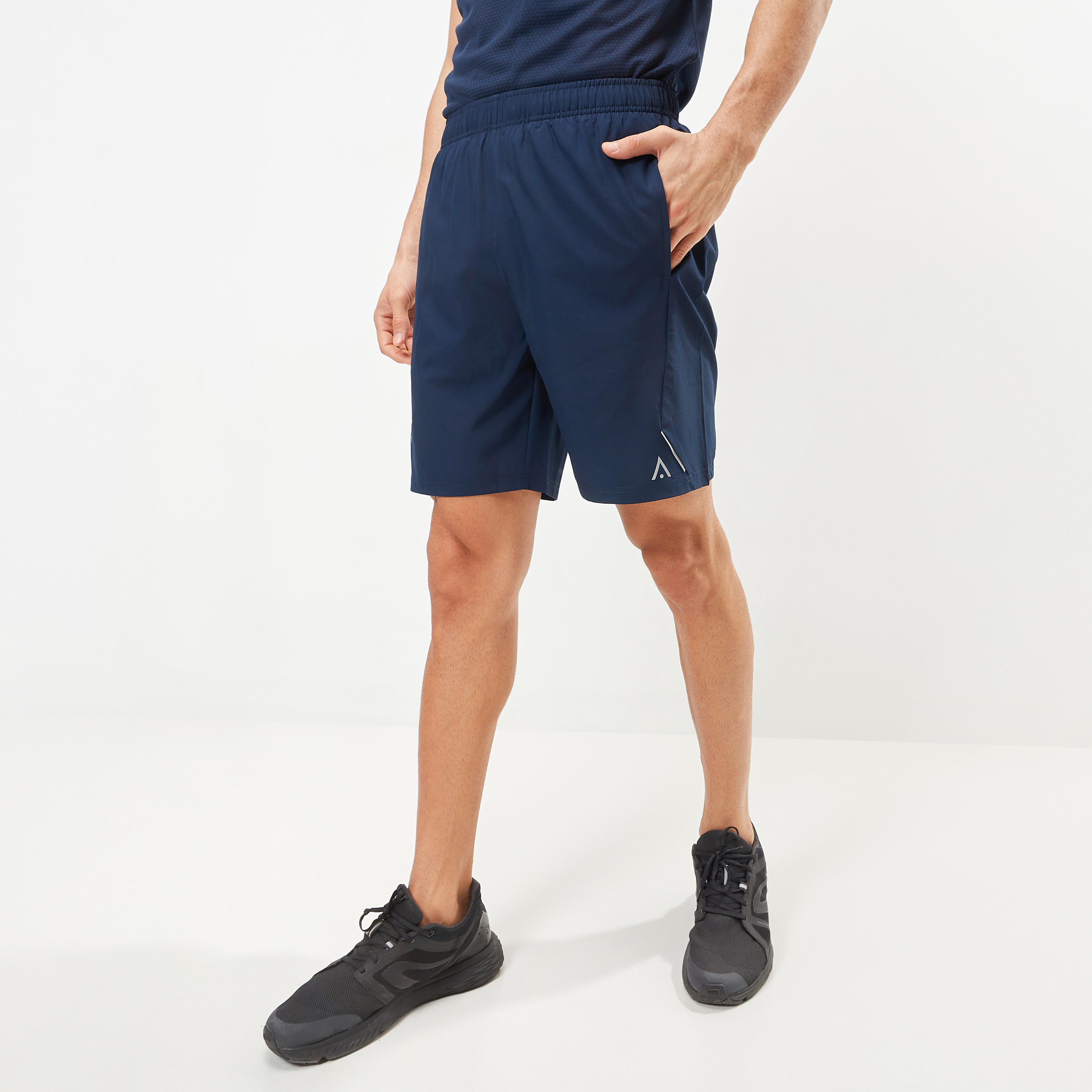 Solid Mid-Rise Panel Detailed Shorts with Pockets-men-clothing-sportswearandactivewear-bottoms-image-3