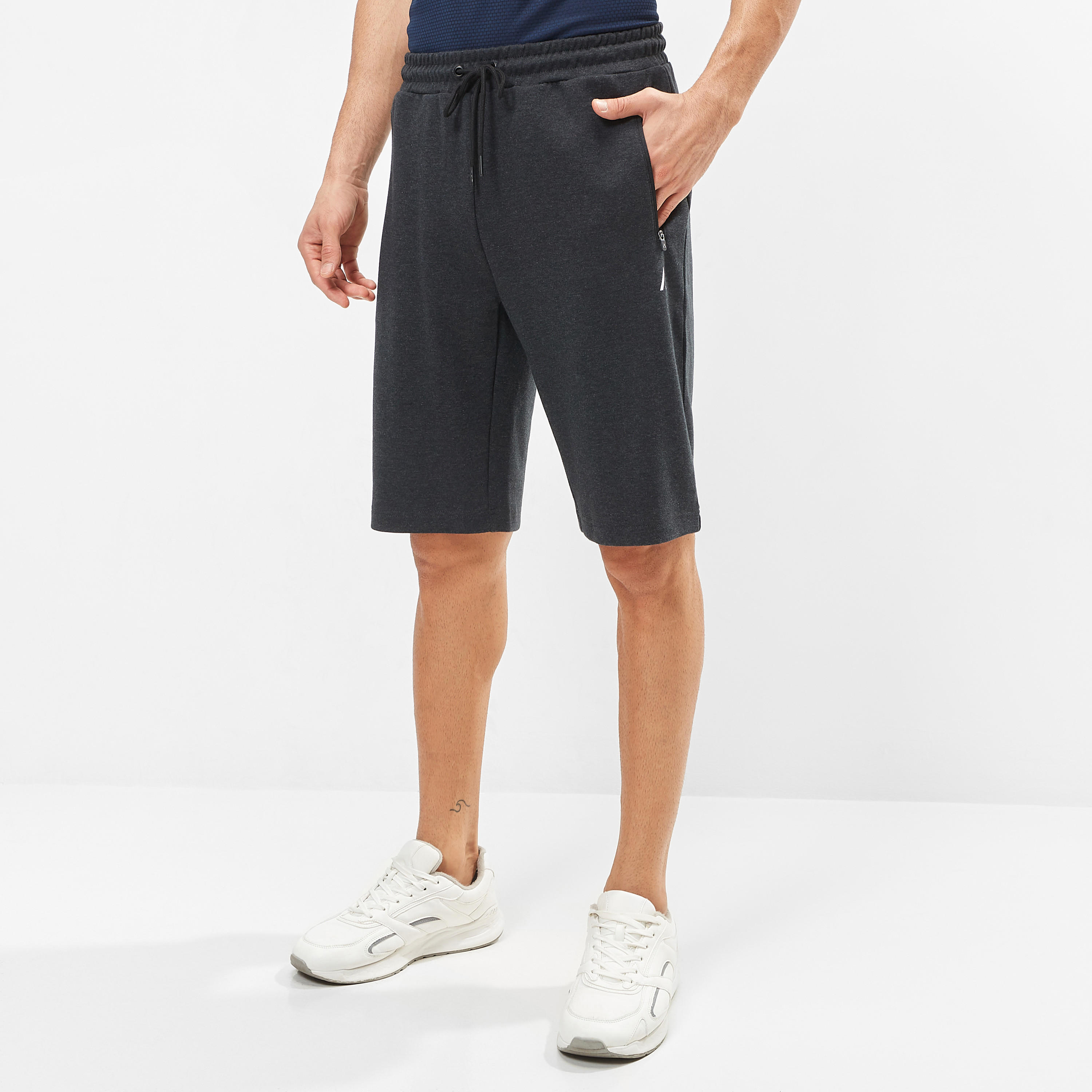 Solid Mid-Rise Shorts with Drawstring Closure and Pockets-men-clothing-sportswearandactivewear-bottoms-image-1