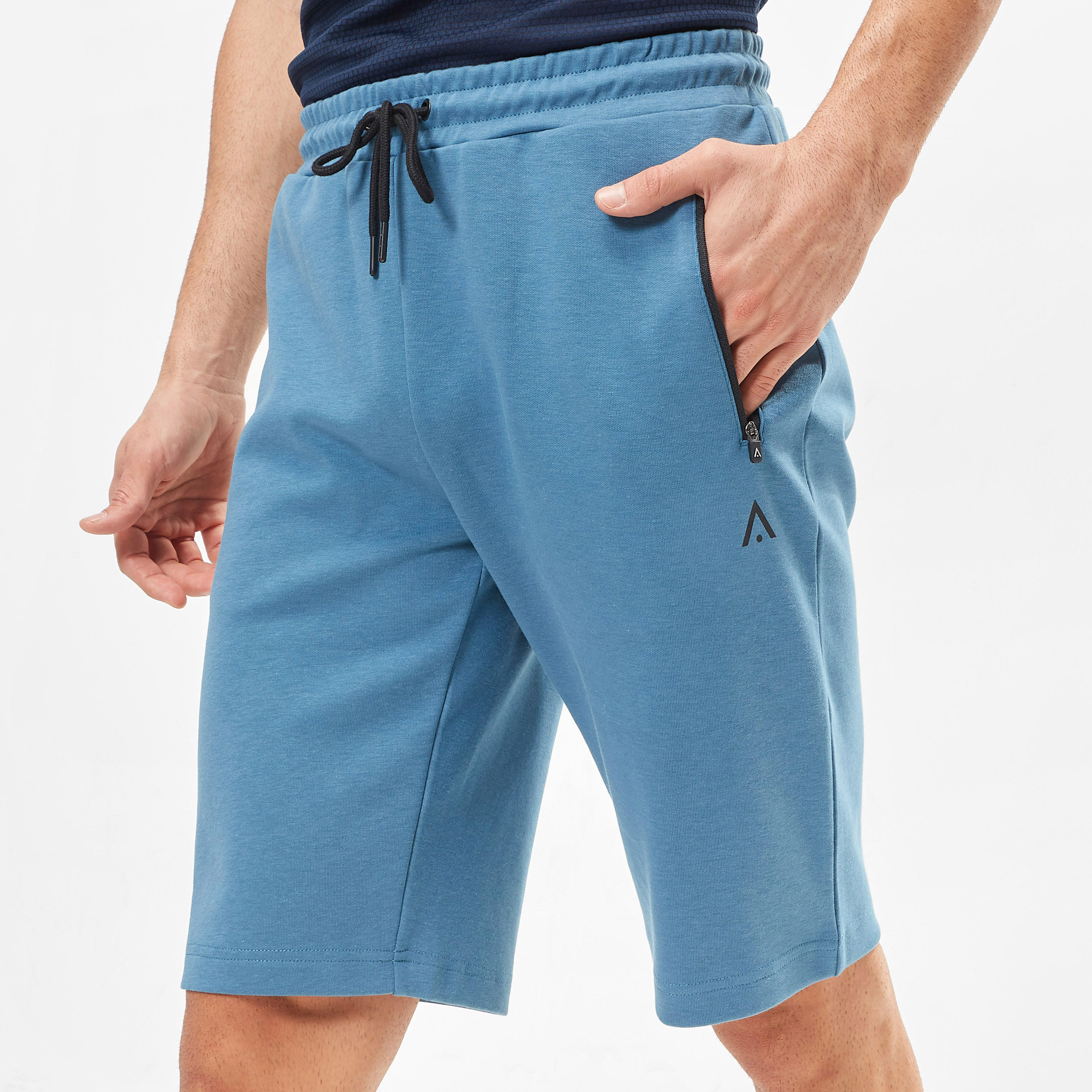 Solid Mid-Rise Shorts with Drawstring Closure and Pockets-sports-men-clothing-bottoms-image-1