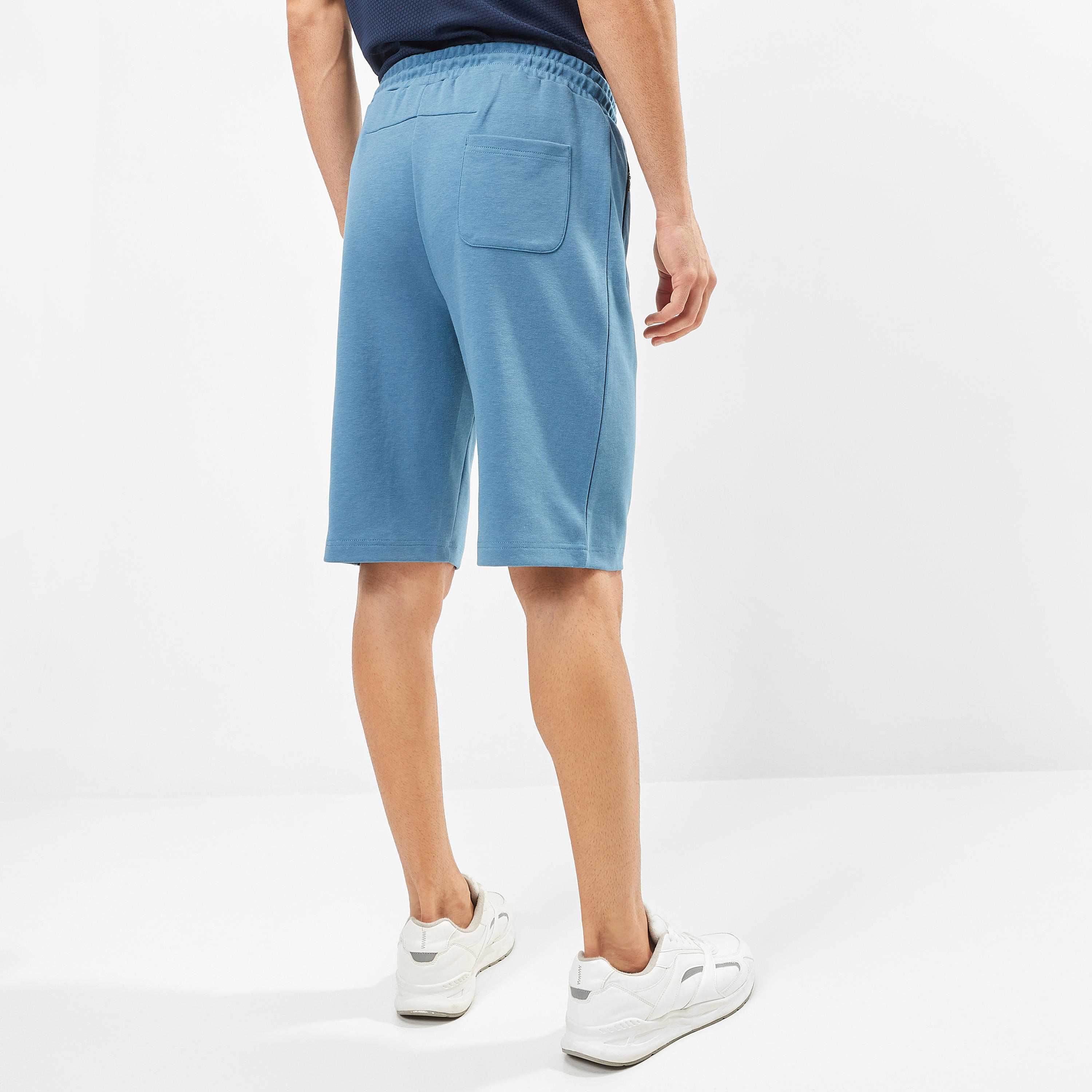 Solid Mid-Rise Shorts with Drawstring Closure and Pockets-sports-men-clothing-bottoms-image-4