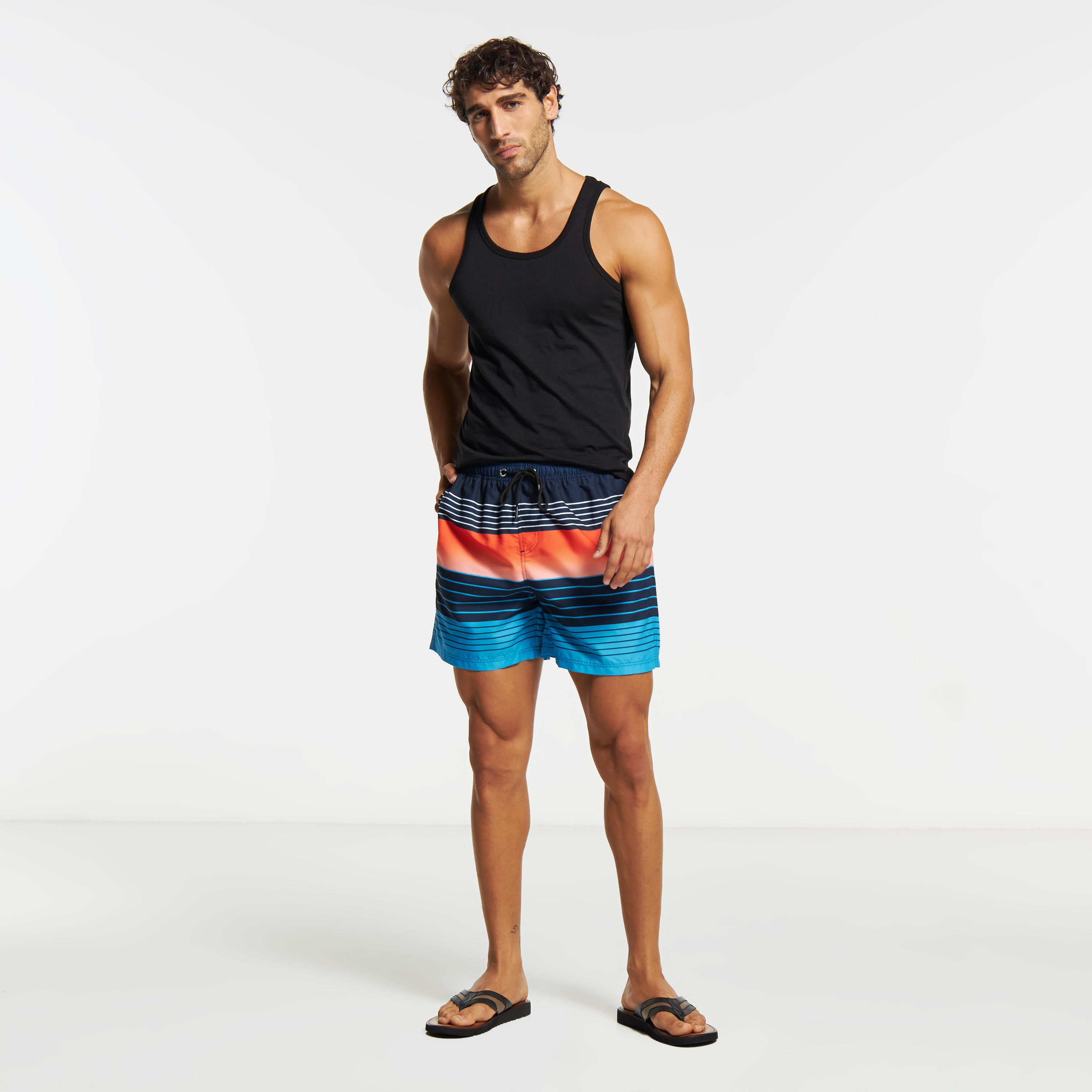 All-Over Striped Beach Shorts with Drawstring Closure and Pockets-men-clothing-sportswearandactivewear-bottoms-image-2