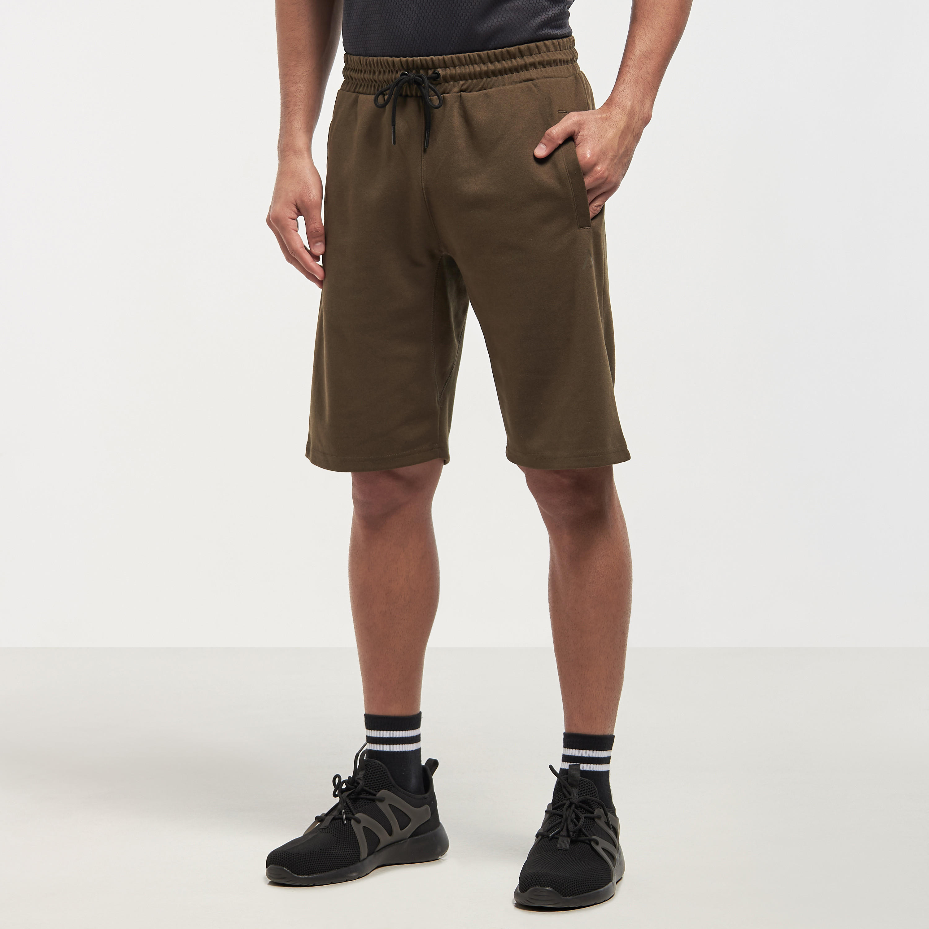 Solid Shorts with Drawstring Closure and Pockets-men-clothing-sportswearandactivewear-bottoms-image-1
