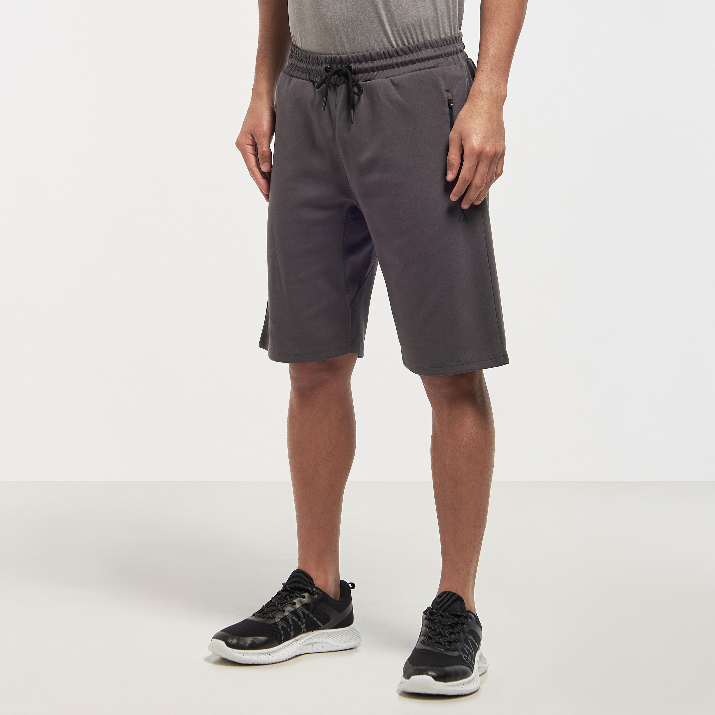 Solid Shorts with Drawstring Closure and Zipper Pockets-men-clothing-bottoms-shorts-image-1