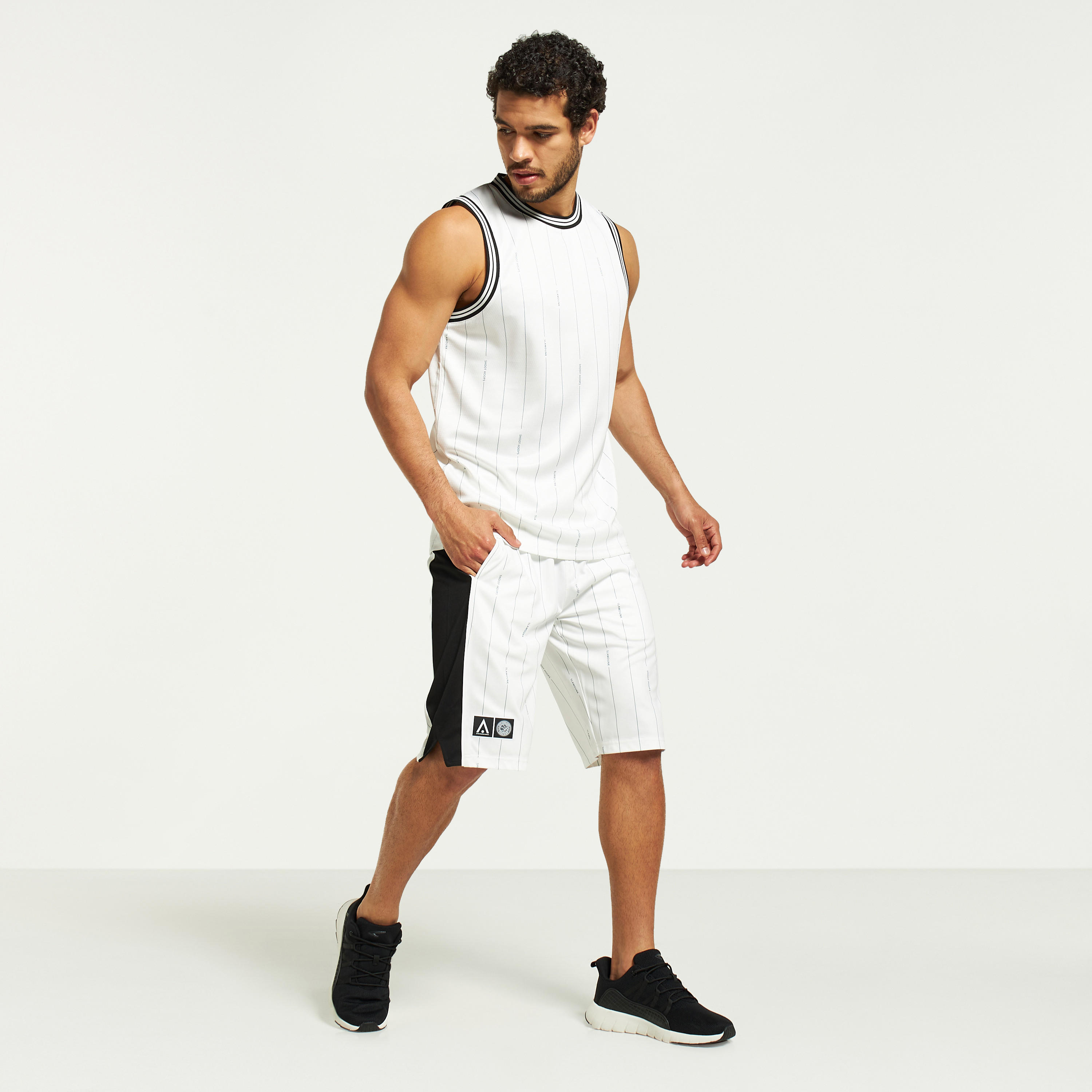 Striped Panel Detail Shorts with Drawstring Closure and Pockets-men-clothing-sportswearandactivewear-bottoms-image-2