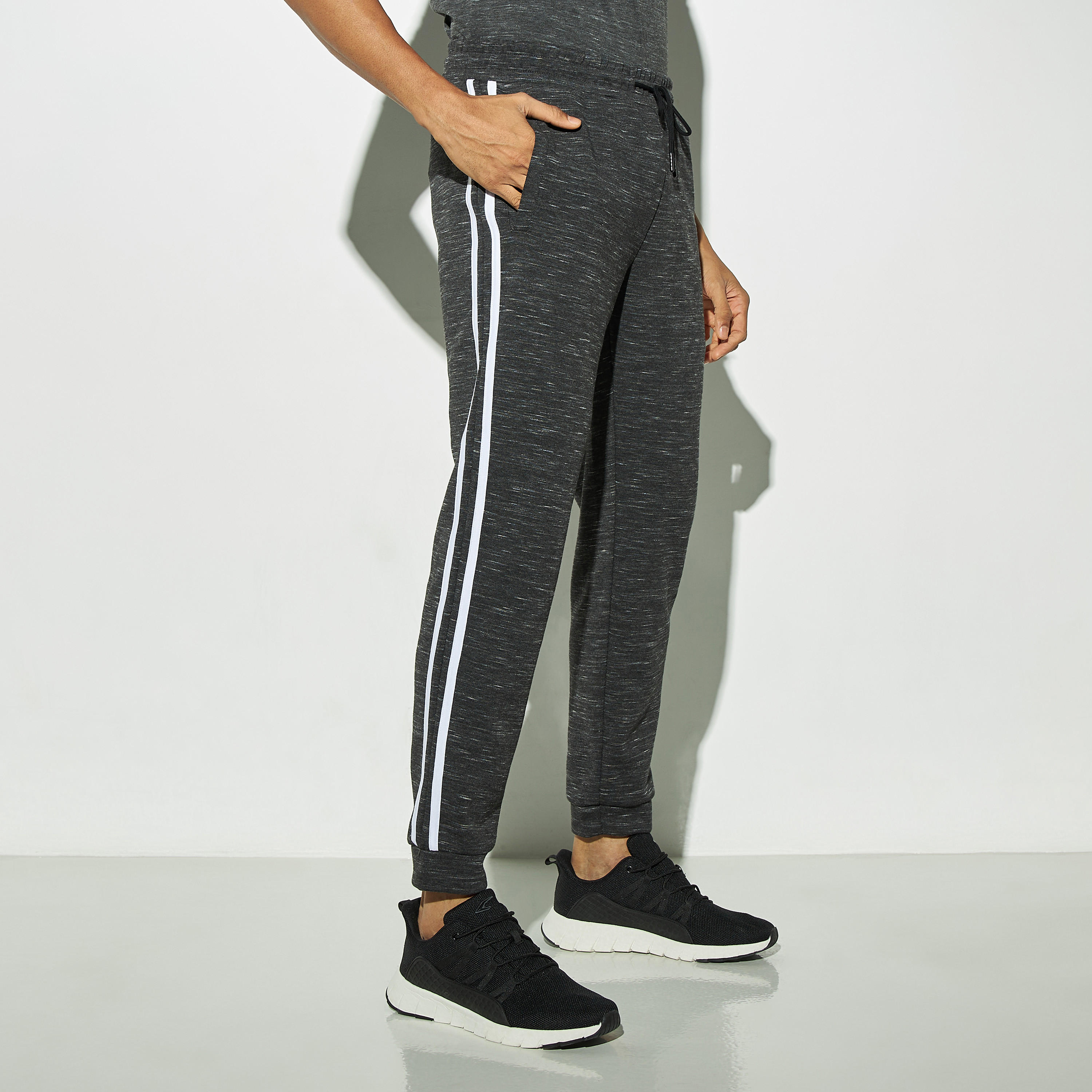 Tape Detail Joggers with Drawstring Closure and Pockets-men-clothing-sportswearandactivewear-tracksuits-image-1