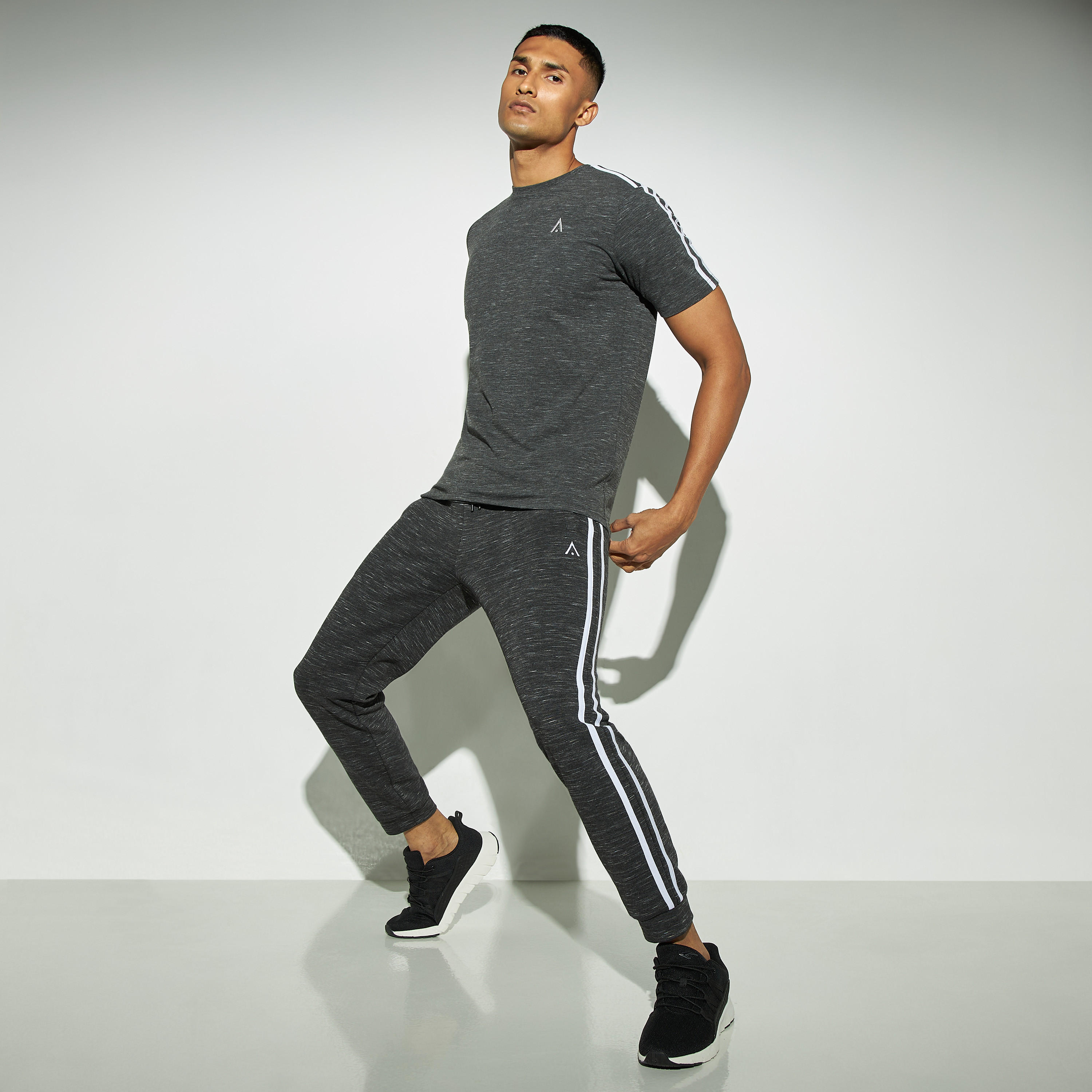 Tape Detail Joggers with Drawstring Closure and Pockets-men-clothing-sportswearandactivewear-tracksuits-image-2